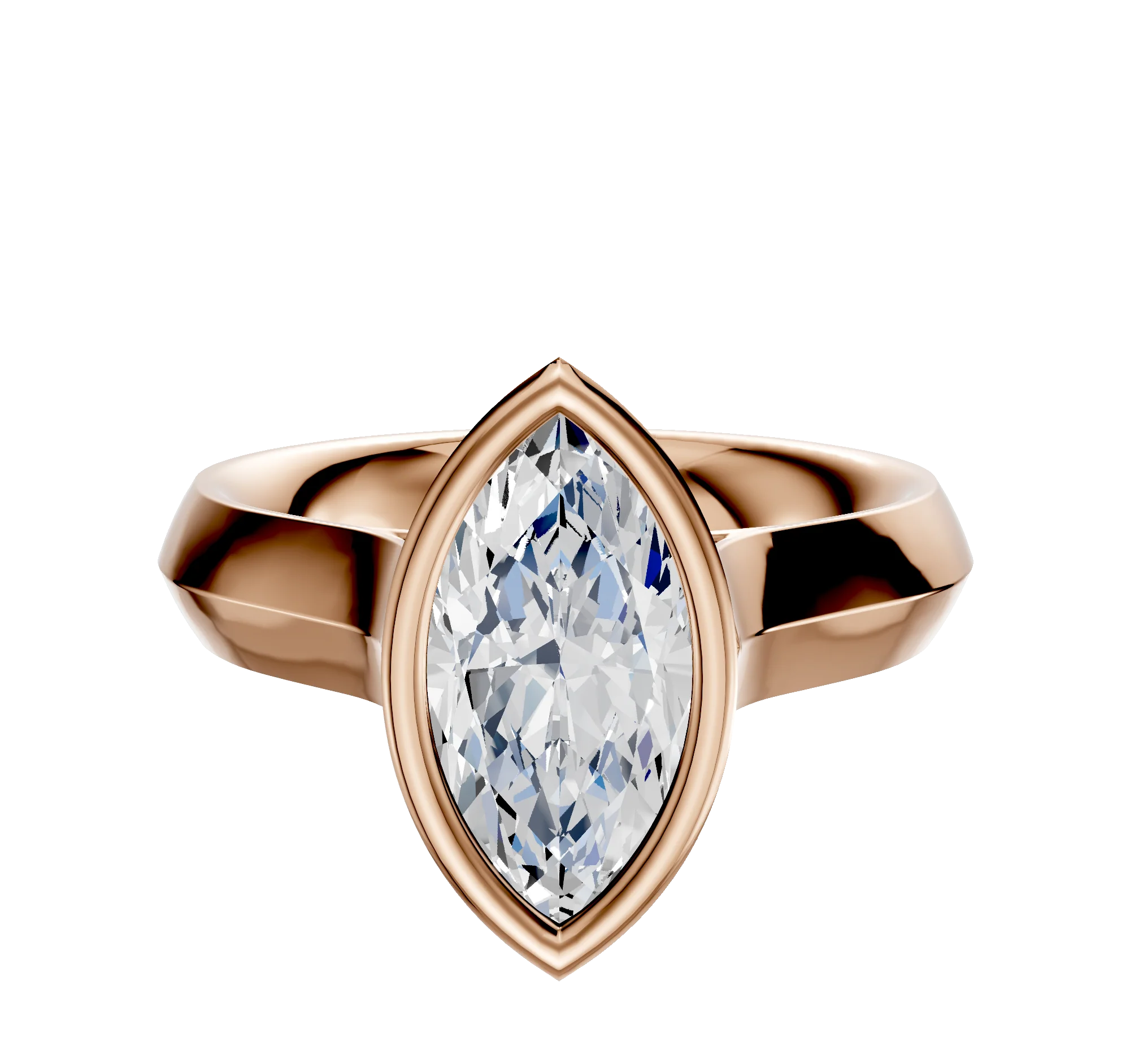 14K Rose Gold Bezel Full Bezel North/South Cathedral Knife Edge 4.0mm Engagement Ring