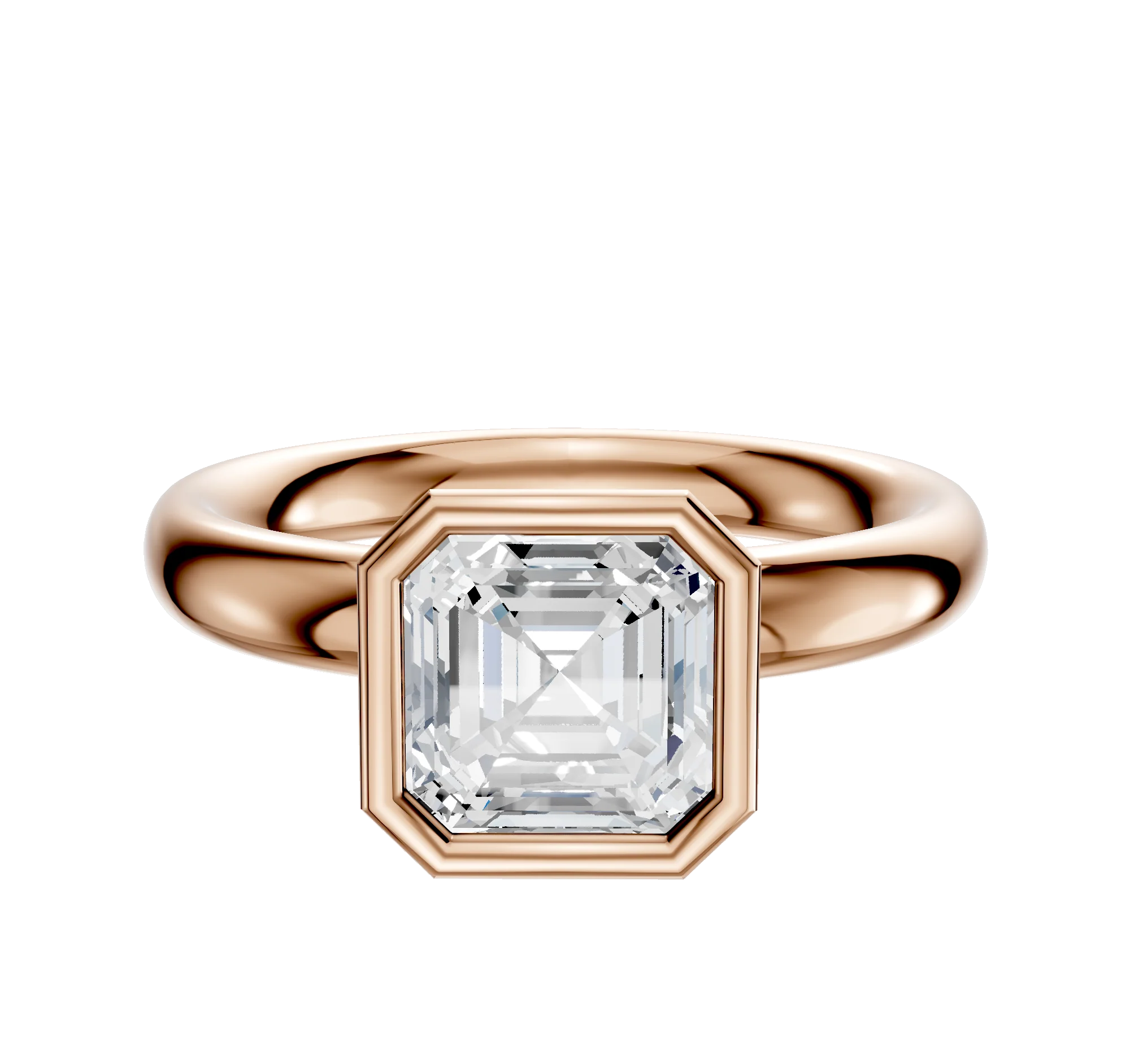 14K Rose Gold Bezel Full Bezel North/South Classic Dome 3.0mm Engagement Ring
