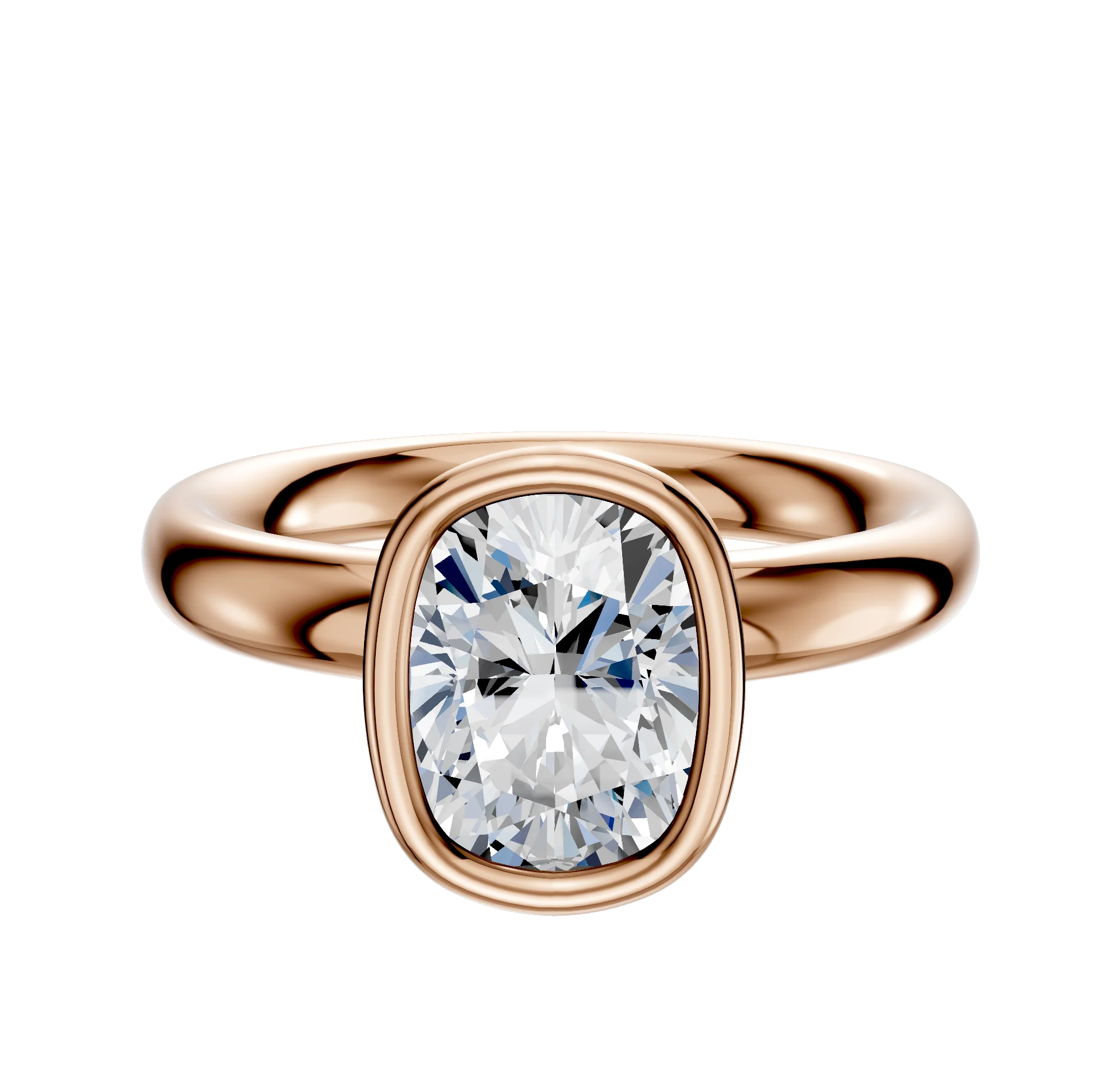 14K Rose Gold Bezel Full Bezel North/South Classic Dome 3.0mm Engagement Ring