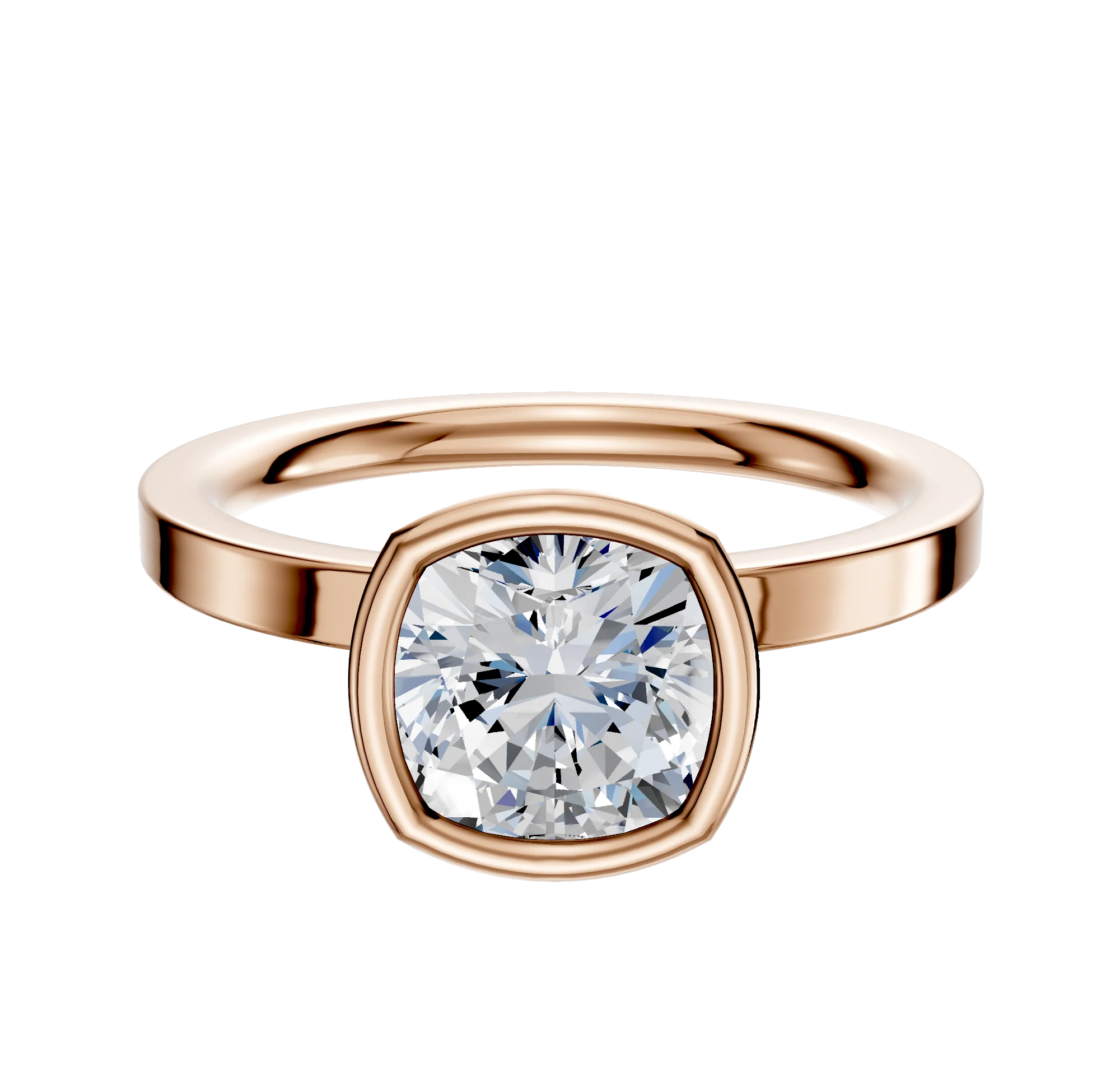 14K Rose Gold Bezel Full Bezel North/South Classic Flat 2.0mm Engagement Ring