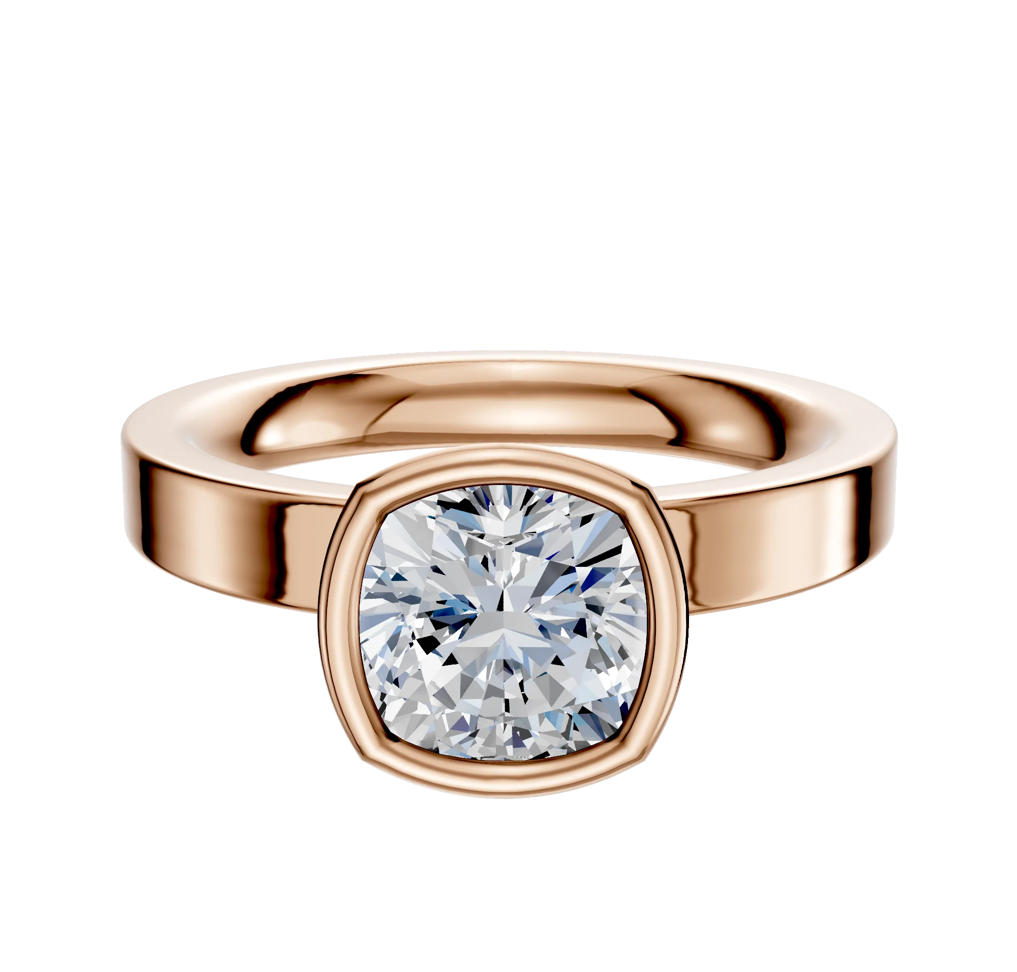 14K Rose Gold Bezel Full Bezel North/South Classic Flat 3.0mm Engagement Ring