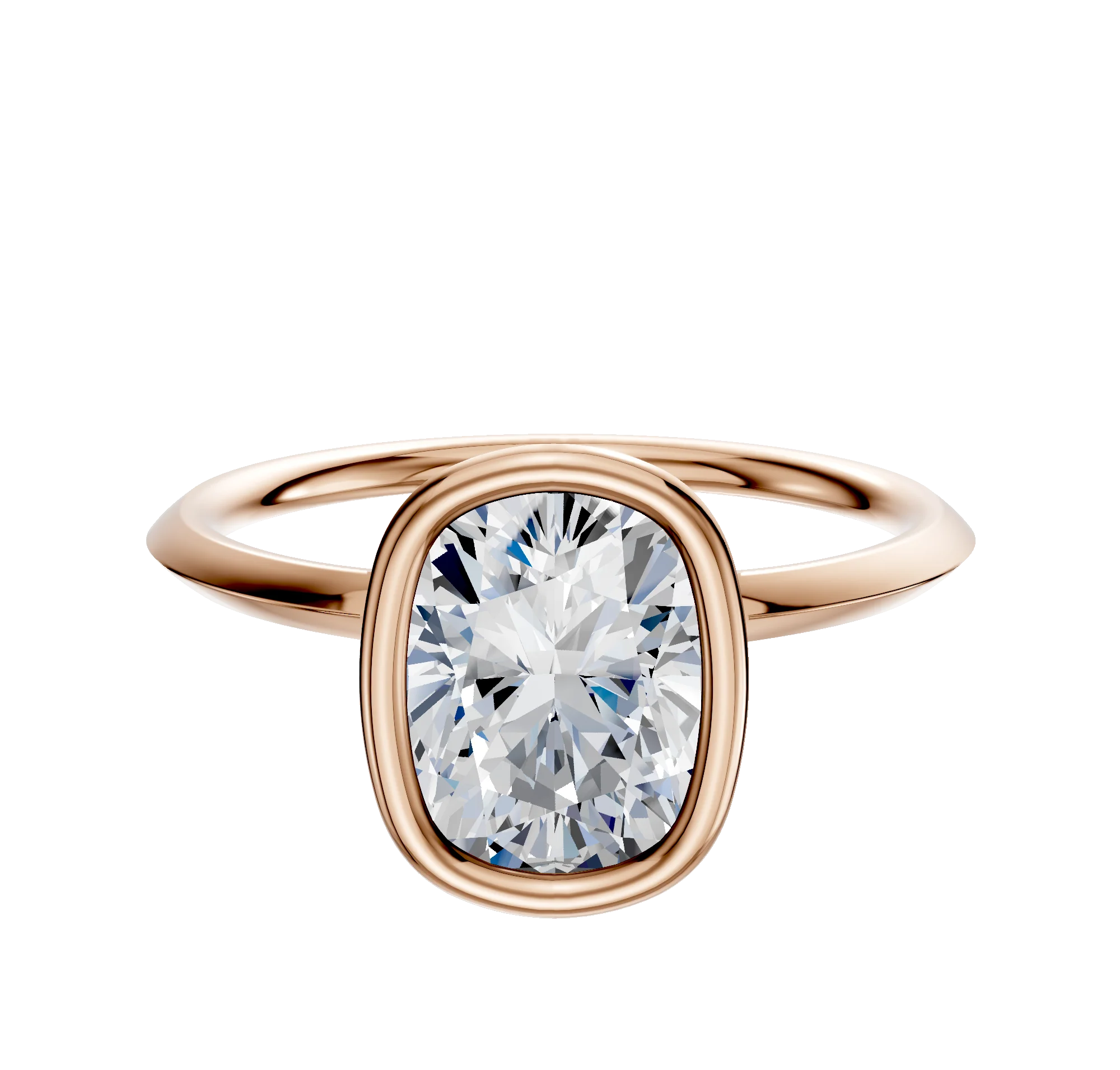 14K Rose Gold Bezel Full Bezel North/South Classic Knife Edge 1.5mm Engagement Ring
