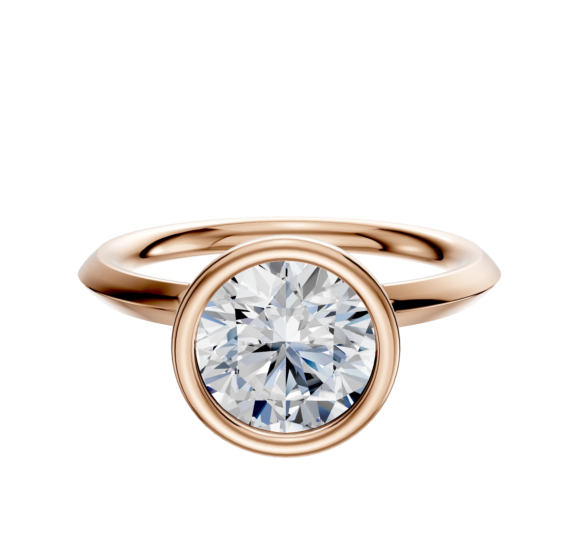 14K Rose Gold Bezel Full Bezel North/South Classic Knife Edge 2.0mm Engagement Ring
