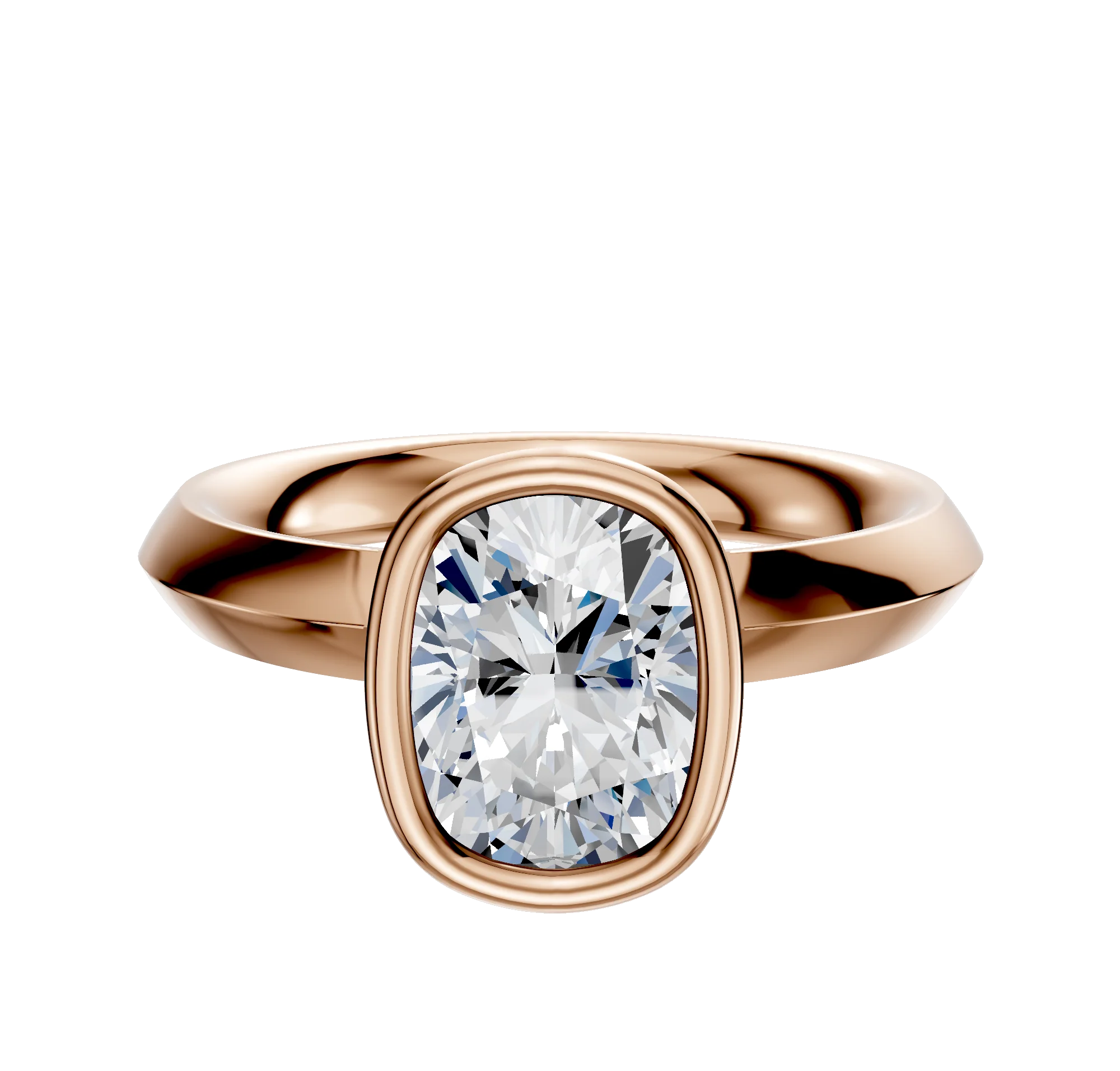 14K Rose Gold Bezel Full Bezel North/South Classic Knife Edge 3.0mm Engagement Ring