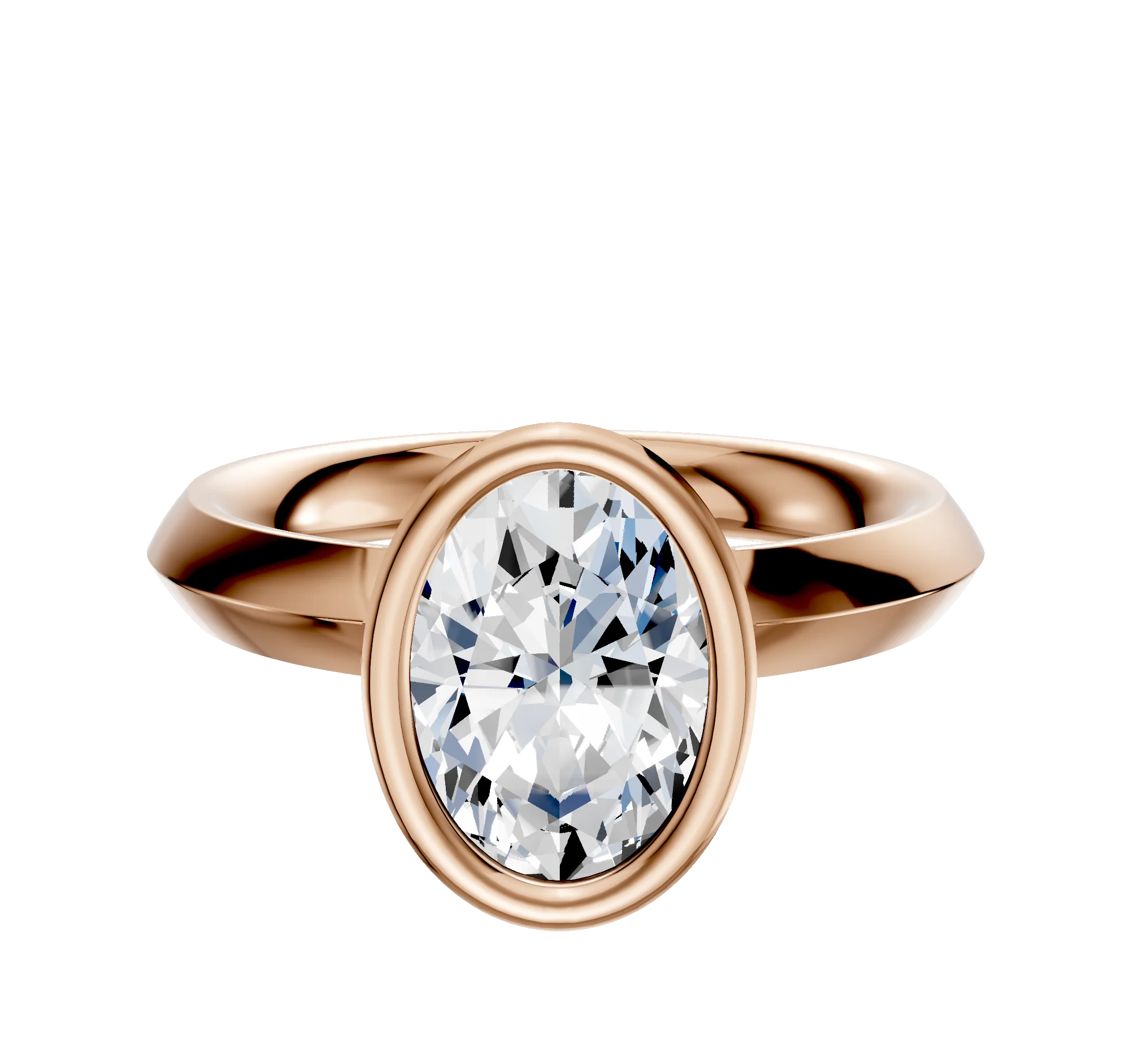 14K Rose Gold Bezel Full Bezel North/South Classic Knife Edge 3.0mm Engagement Ring