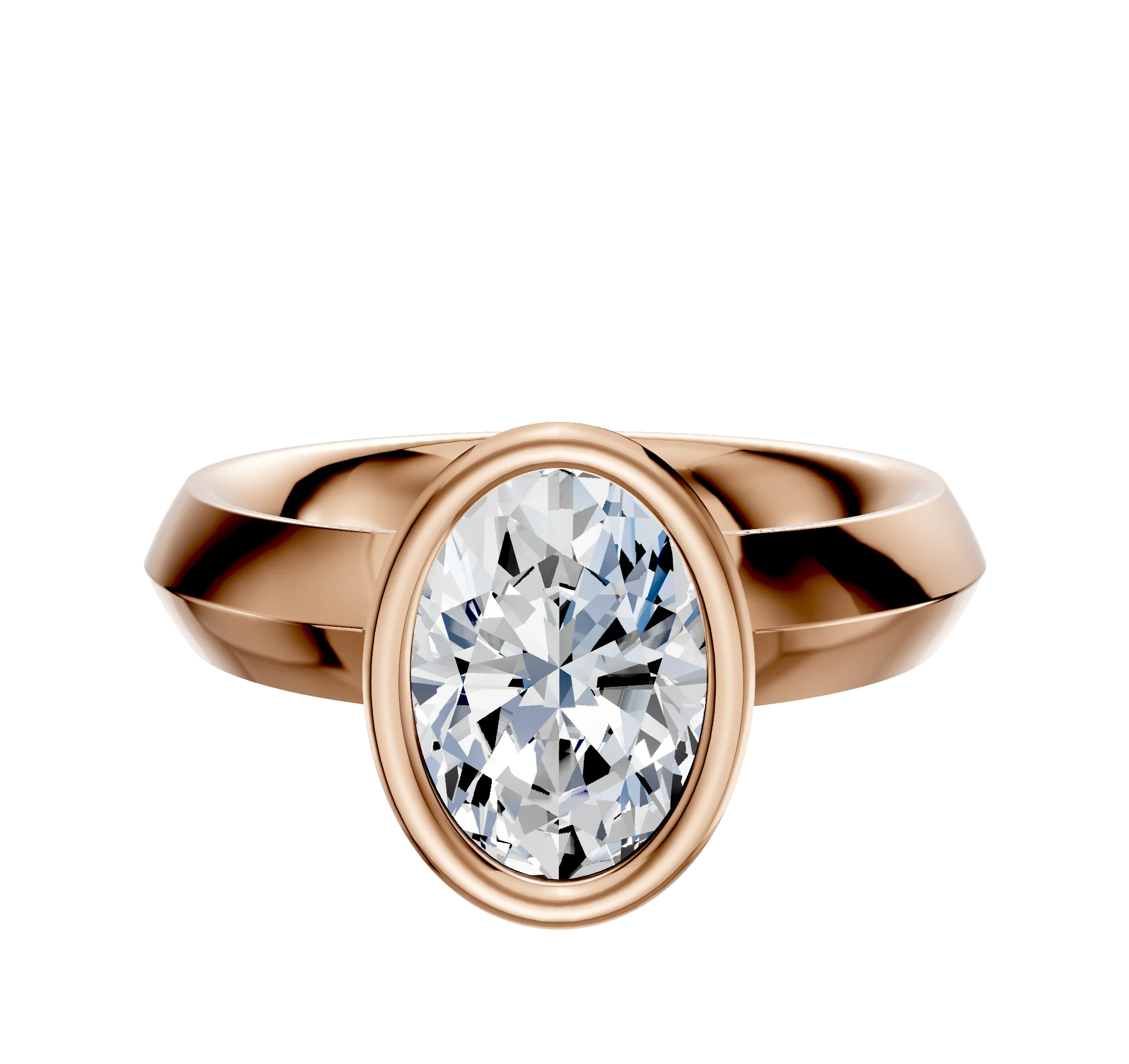 14K Rose Gold Bezel Full Bezel North/South Classic Knife Edge 4.0mm Engagement Ring