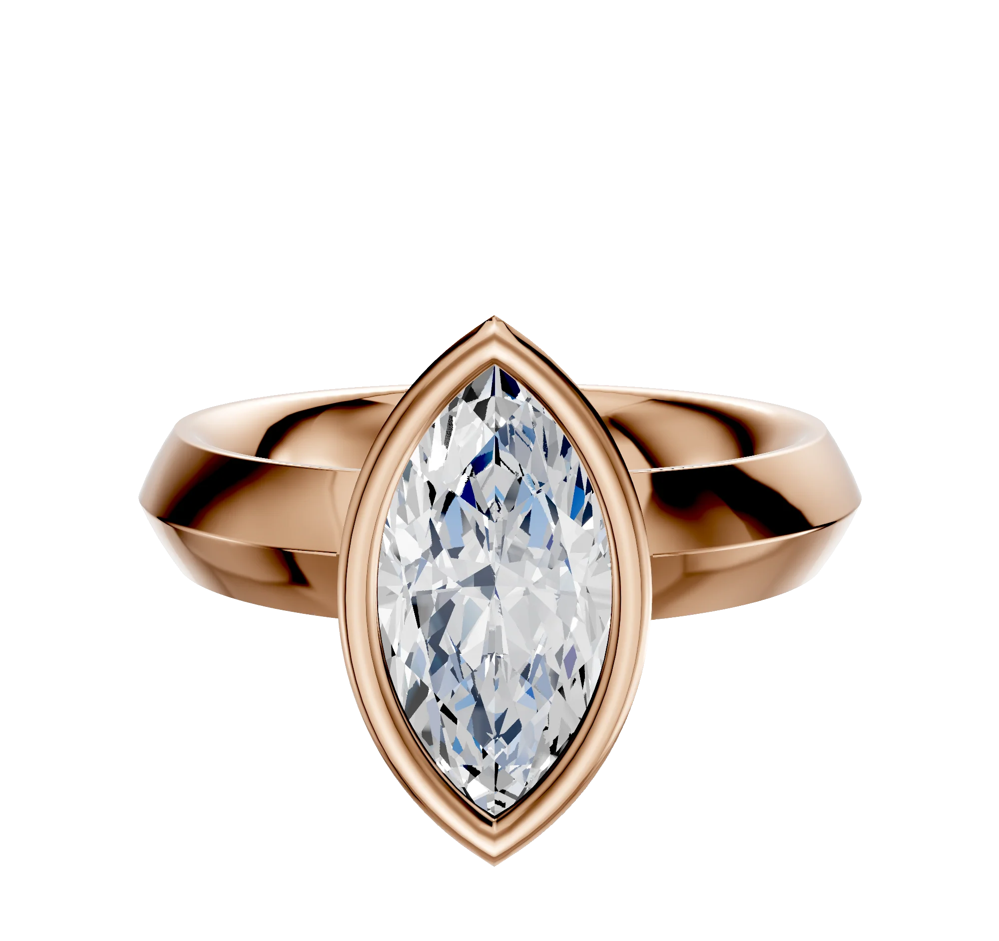 14K Rose Gold Bezel Full Bezel North/South Classic Knife Edge 4.0mm Engagement Ring