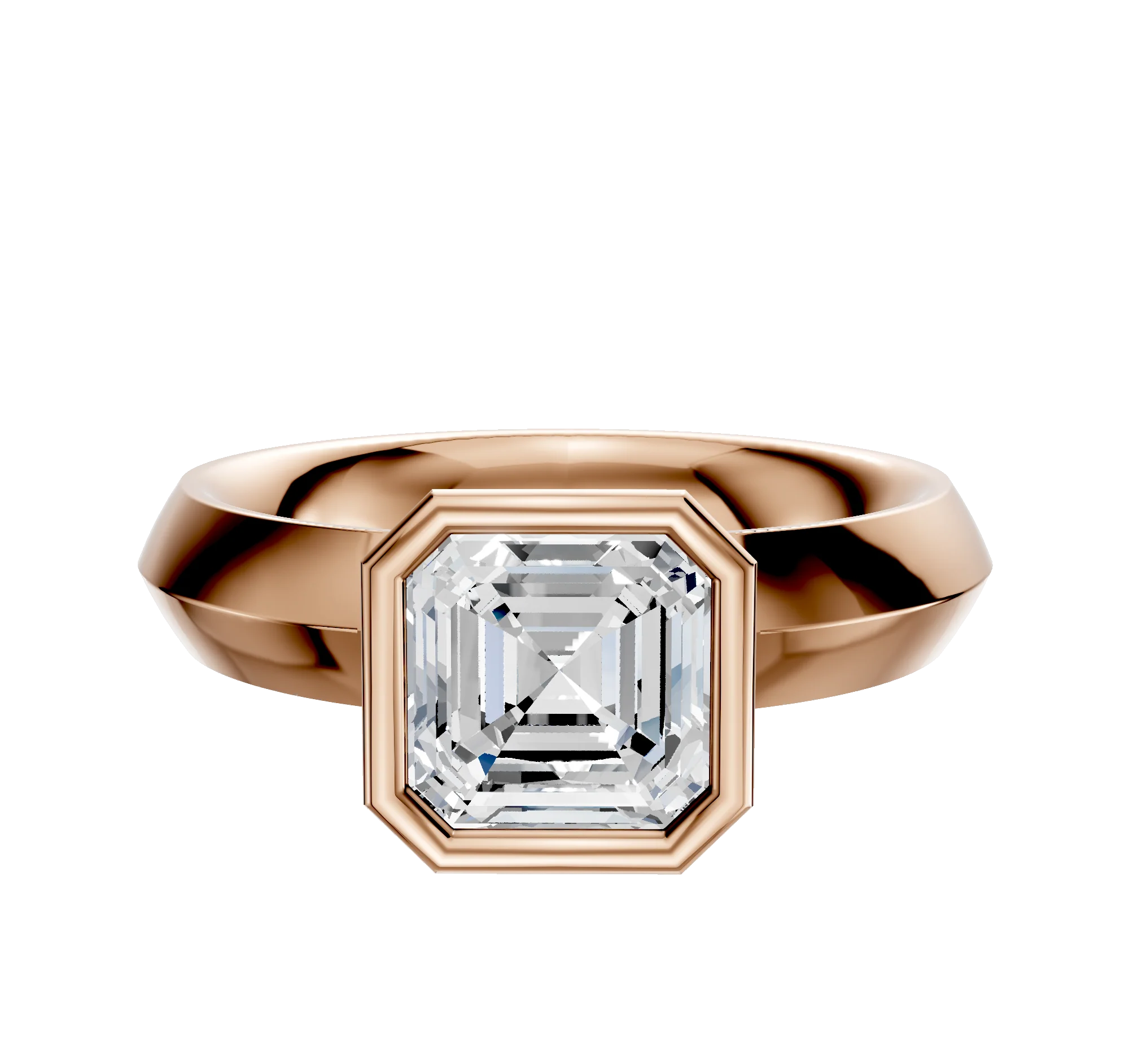 14K Rose Gold Bezel Full Bezel North/South Classic Knife Edge 4.0mm Engagement Ring