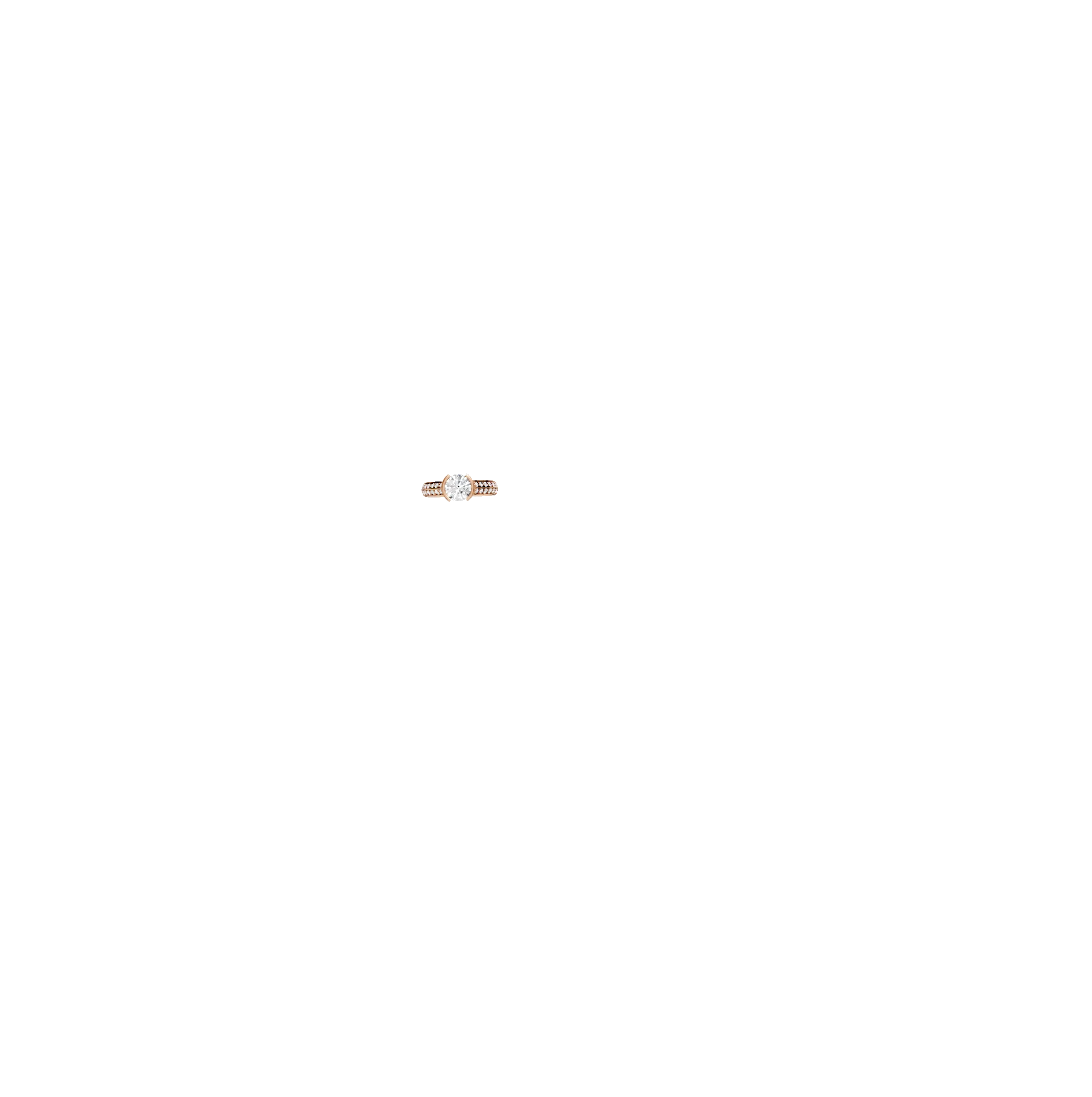 14K Rose Gold Bezel Half Bezel North/South Cathedral Knife Edge 1-Row-Pave 2.5mm Engagement Ring - Image 2