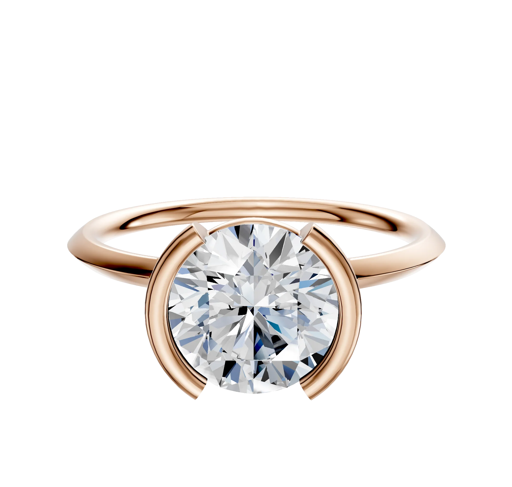 14K Rose Gold Bezel Half Bezel North/South Classic Knife Edge 1.5mm Engagement Ring