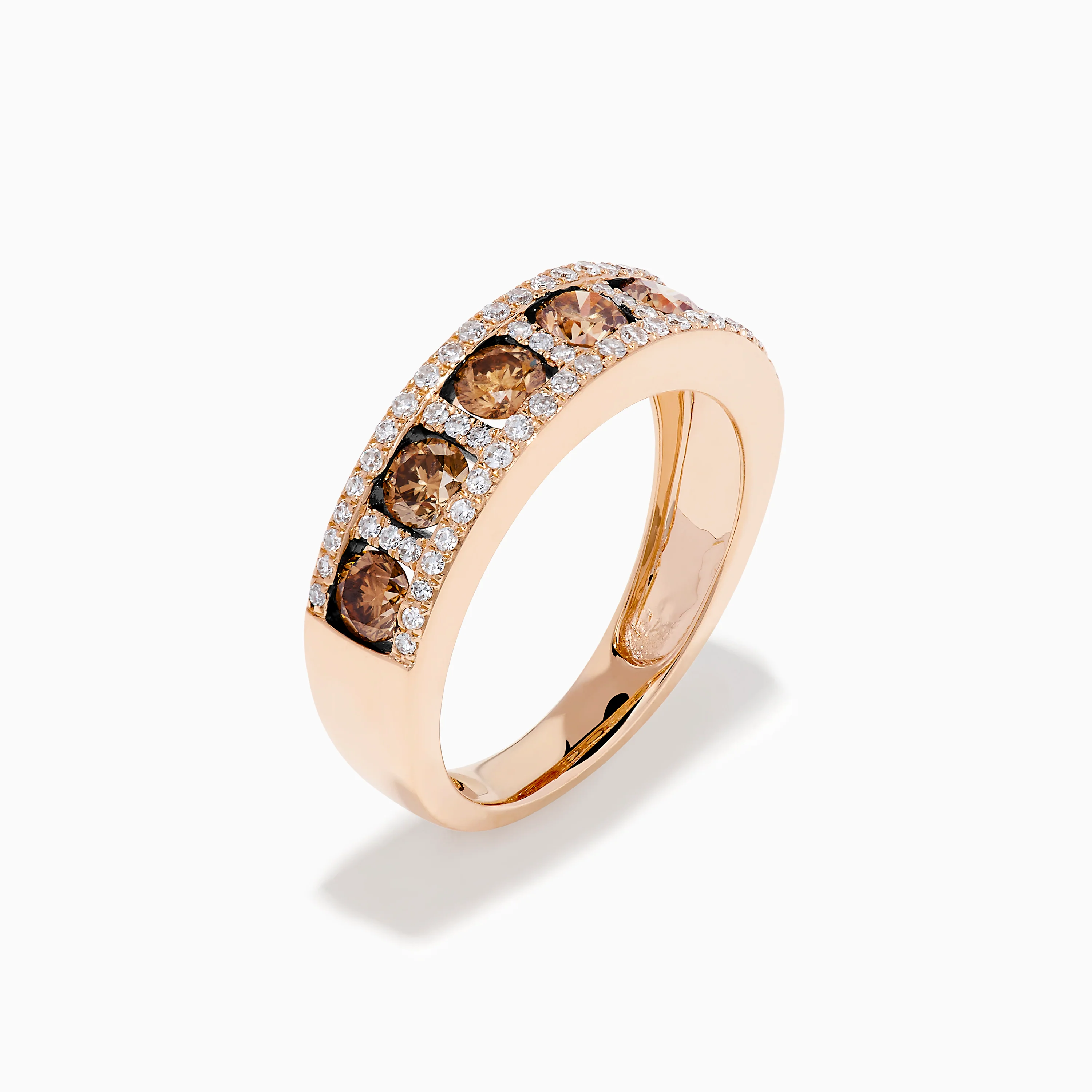 14K Rose Gold Brown and White Diamond Band - Image 4