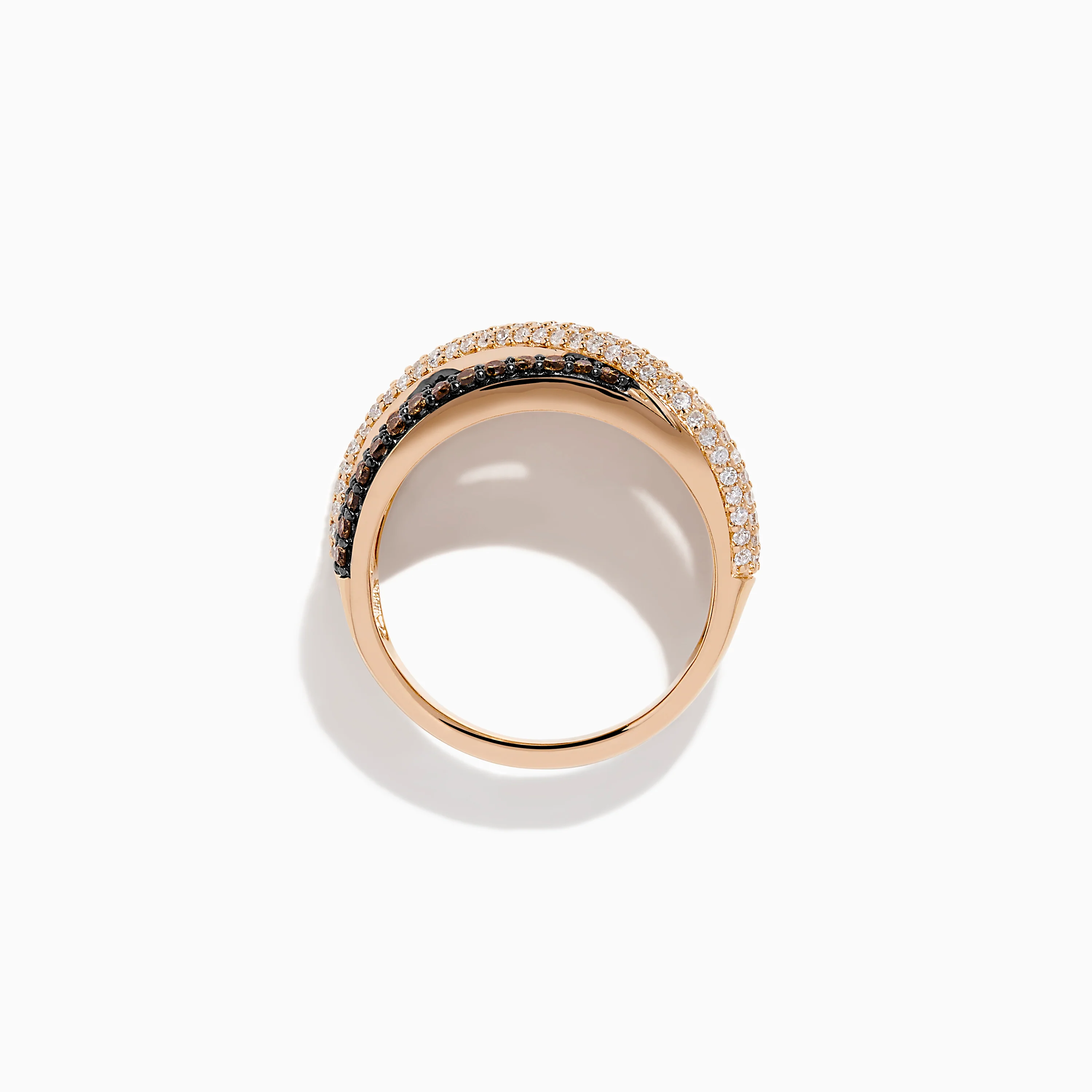 14K Rose Gold Brown and White Diamond Crossover Ring - Image 3