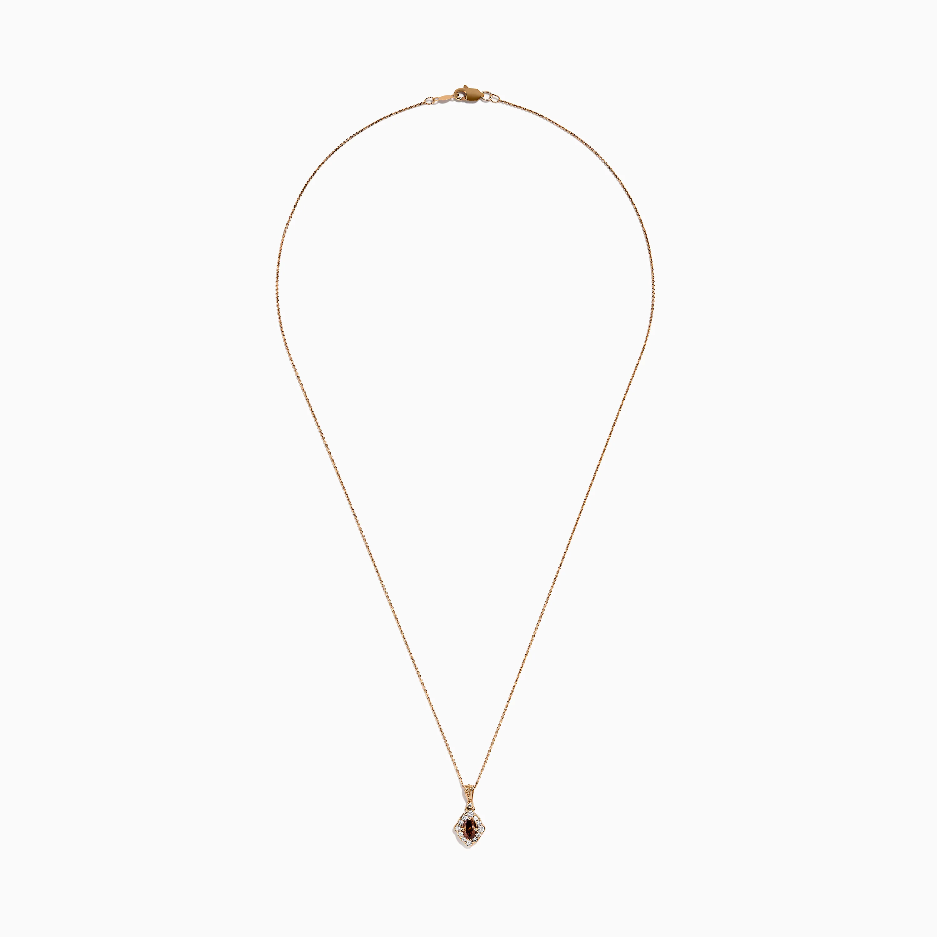 14K Rose Gold Brown and White Diamond Halo Pendant - Image 3