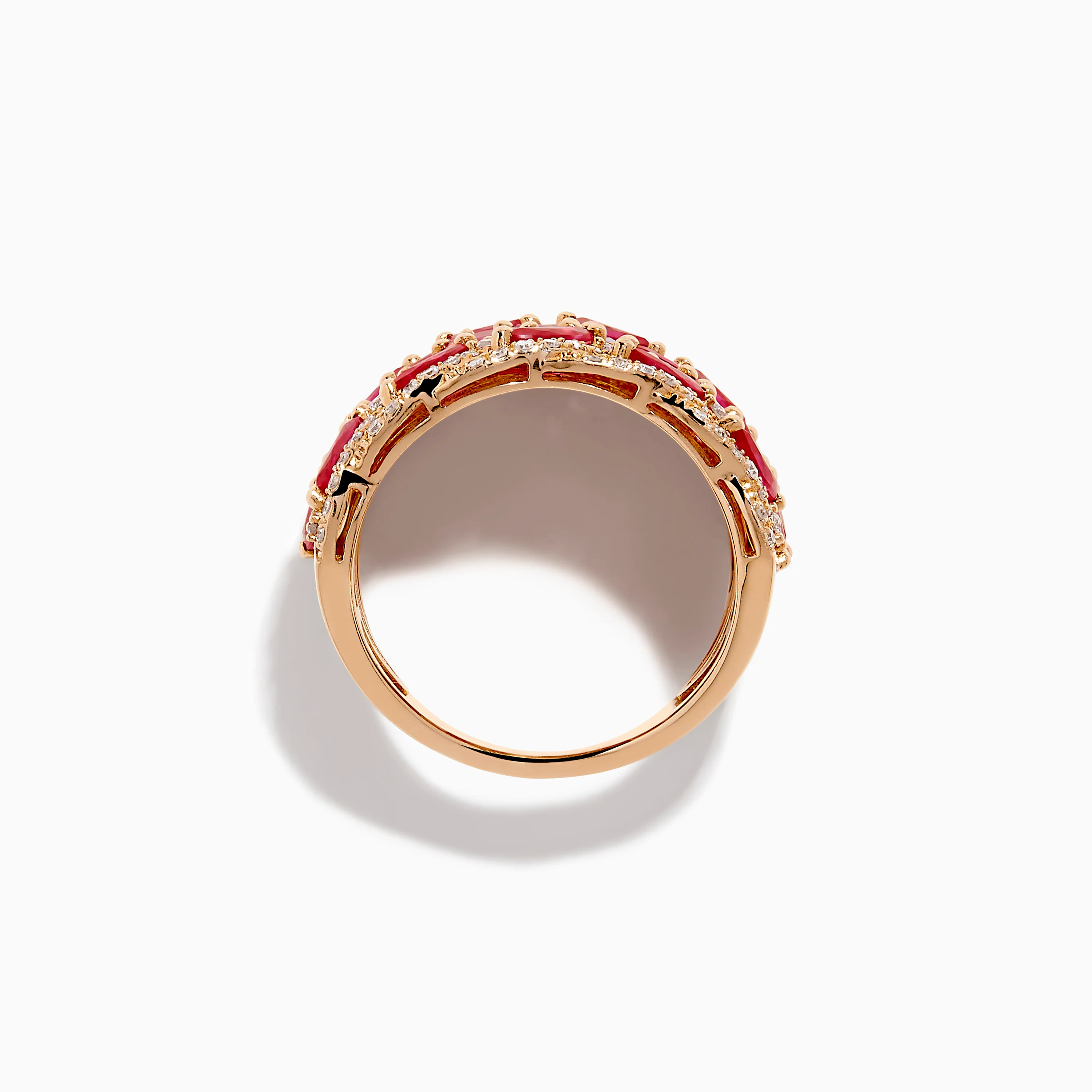 14K Rose Gold Marquise Ruby and Diamond Leaf Statement Ring - Image 3
