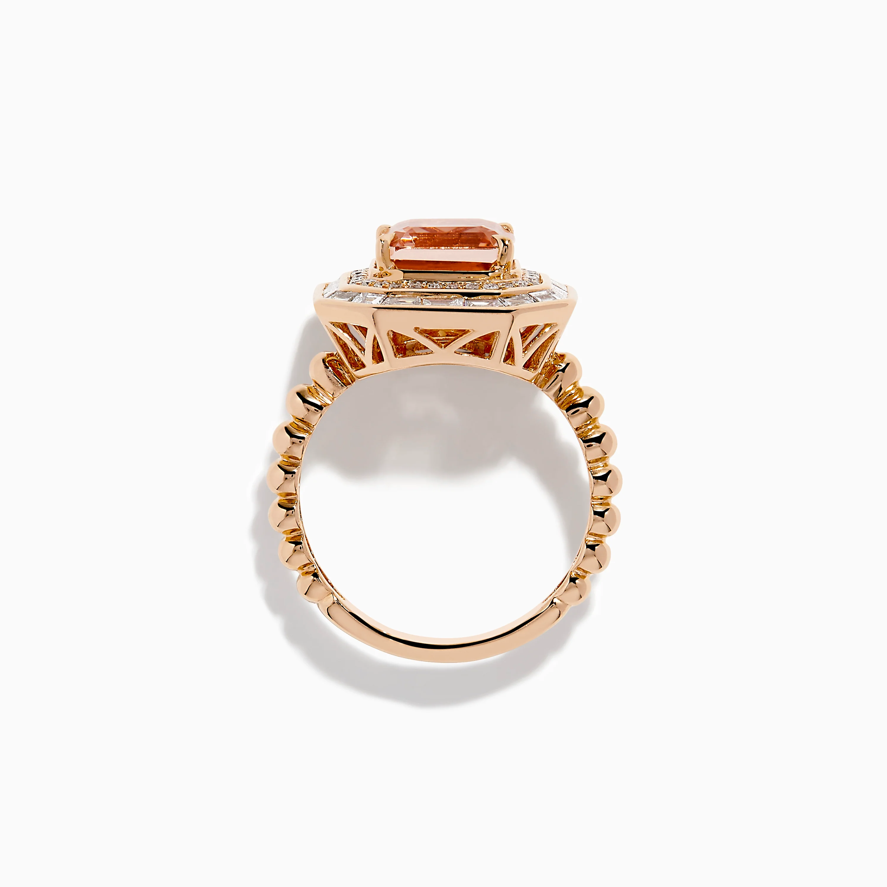 14K Rose Gold Morganite and Diamond Geometric Cocktail Ring - Image 3