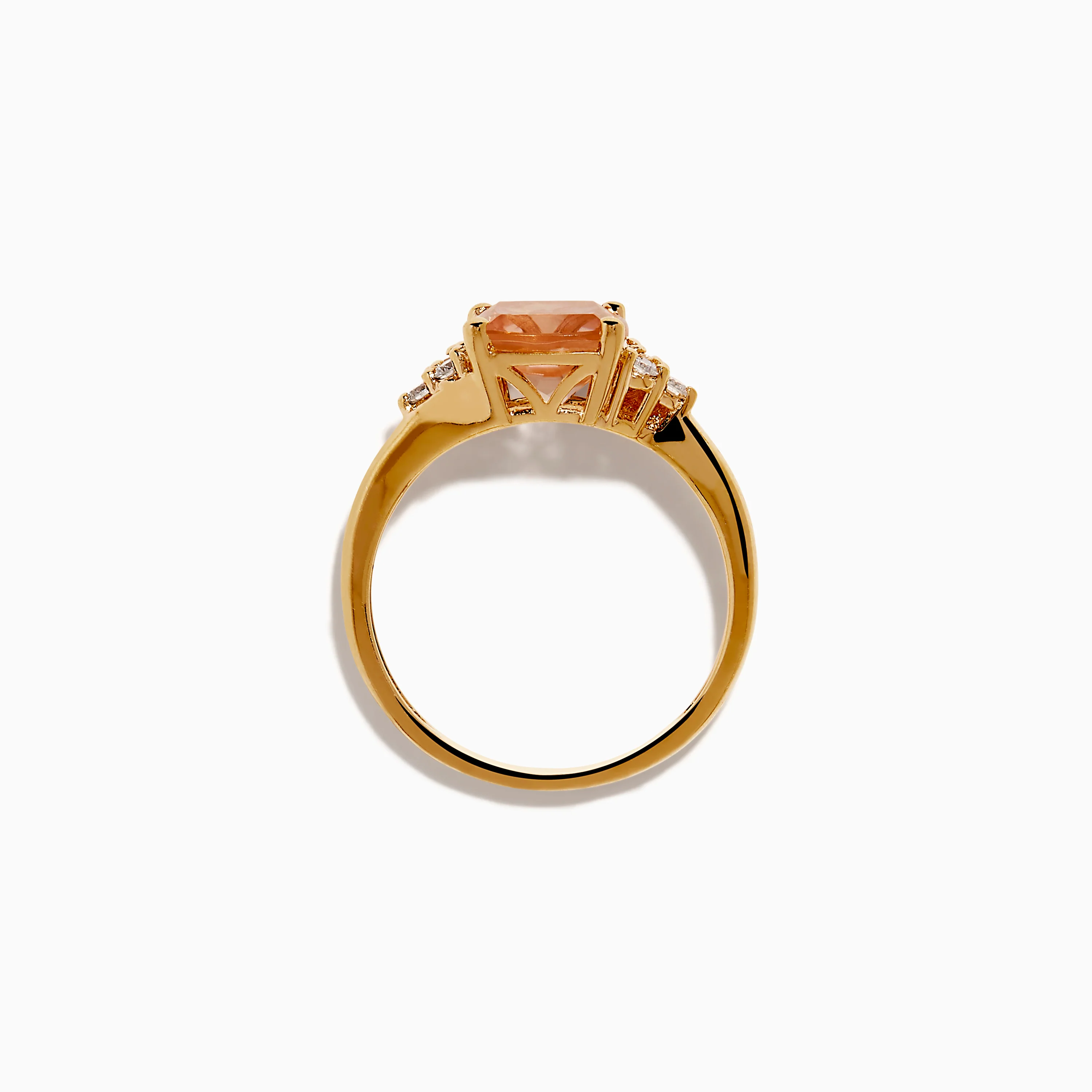 14K Rose Gold Cushion Solitaire Morganite and Diamond Ring - Image 3