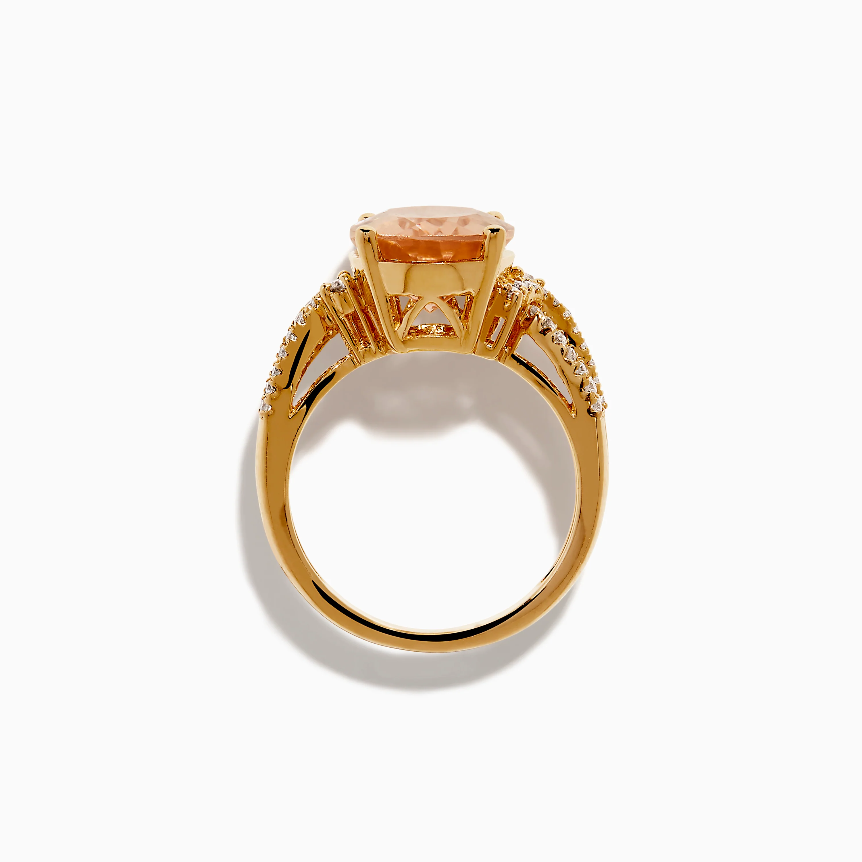 14K Rose Gold Morganite and Diamond Twist Band Ring - Image 3