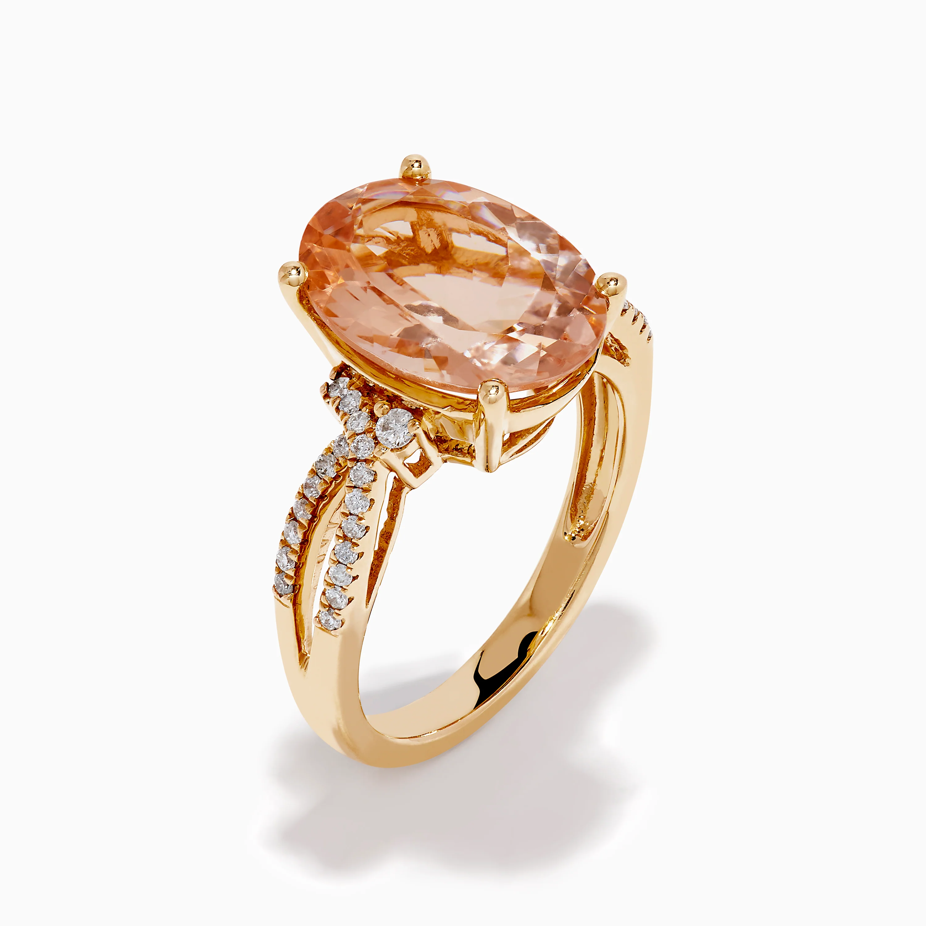 14K Rose Gold Morganite and Diamond Twist Band Ring - Image 4