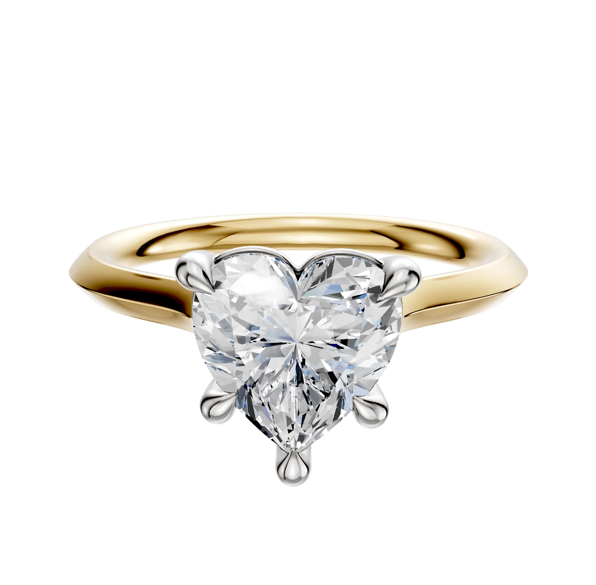 14K Two Tone 4 Prong Basket Cathedral Knife Edge 2.0mm Engagement Ring