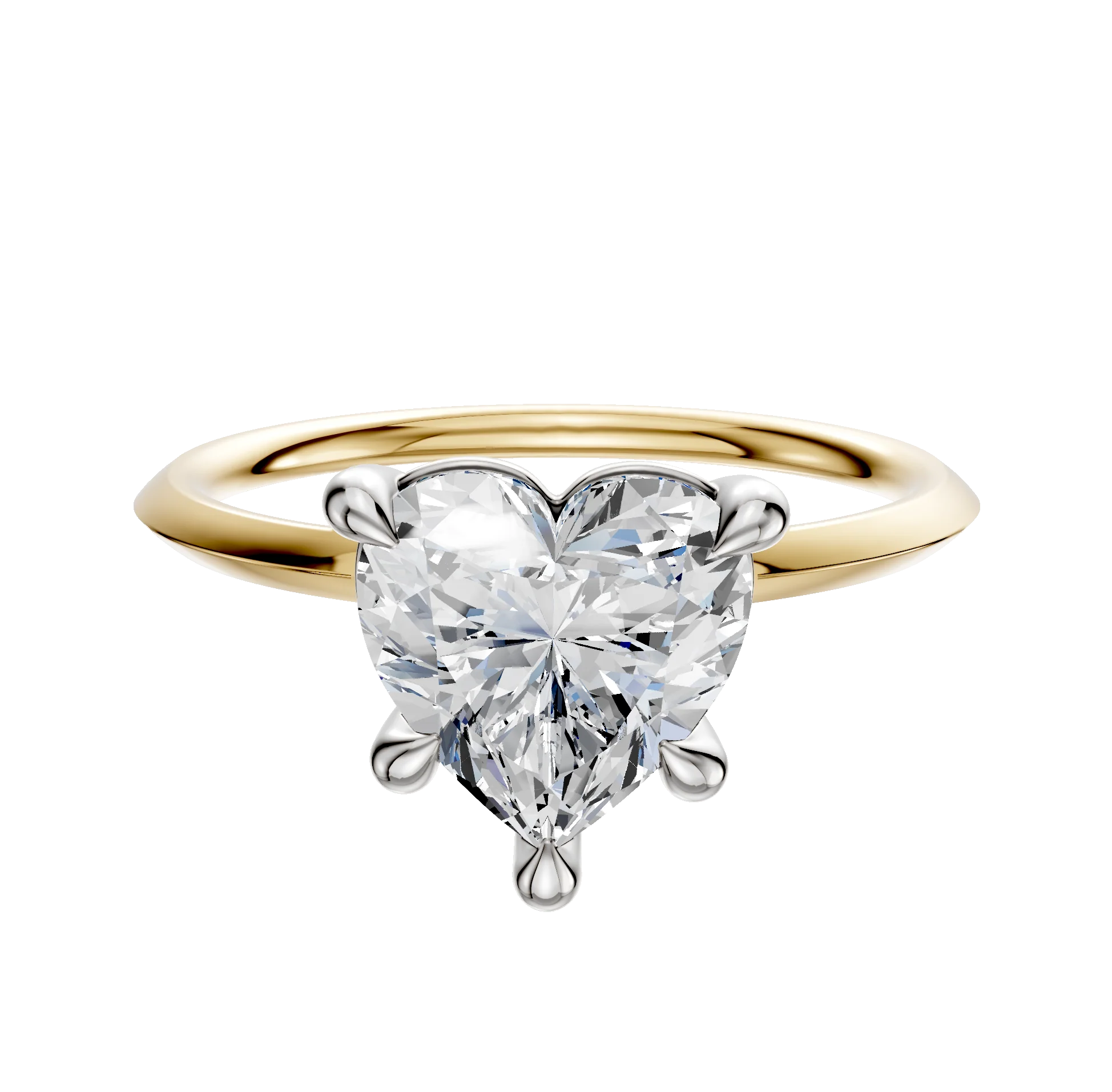 14K Two Tone 4 Prong Basket Classic Knife Edge 1.5mm Engagement Ring