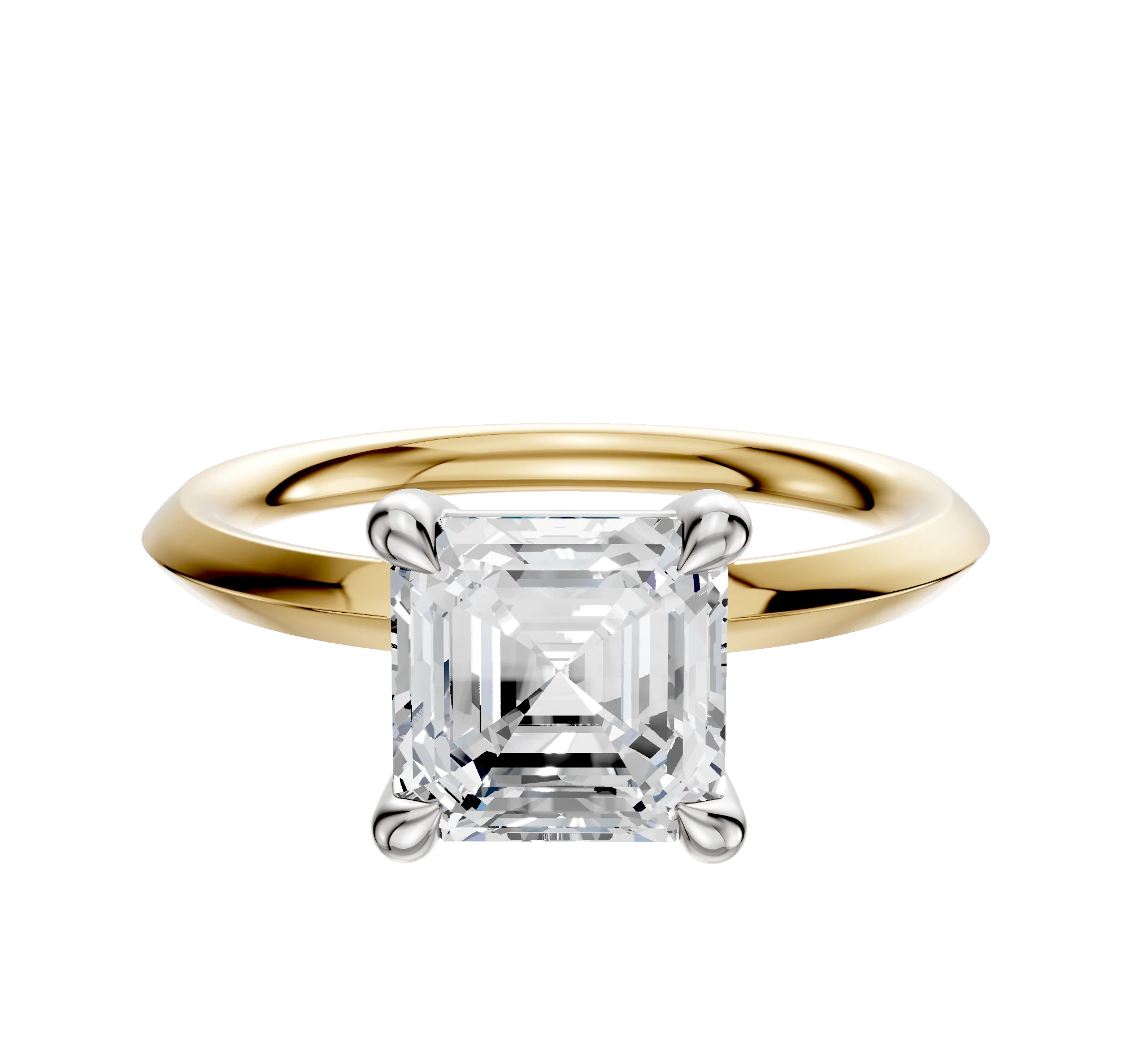 14K Two Tone 4 Prong Basket Classic Knife Edge 2.0mm Engagement Ring
