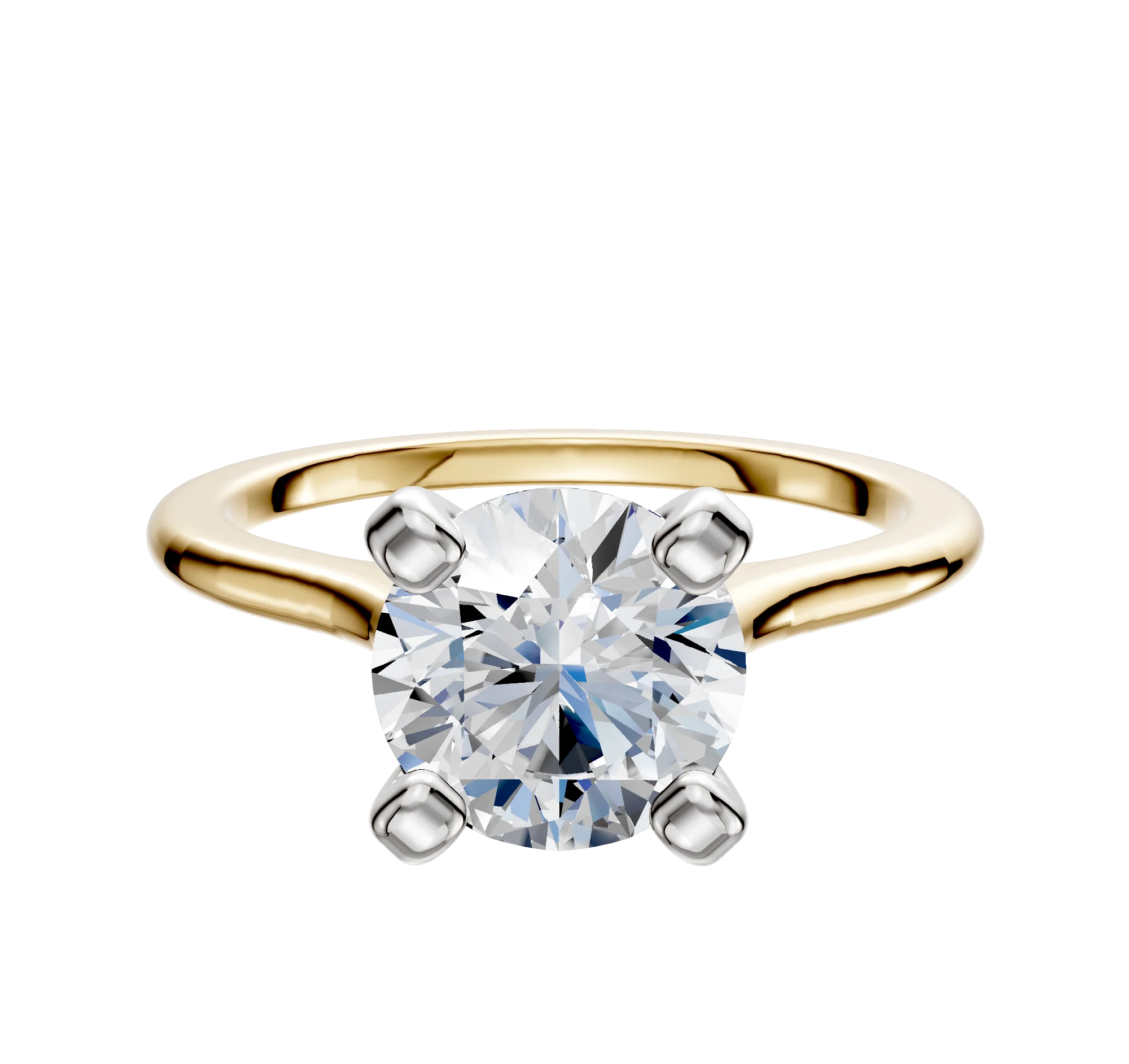 14K Two Tone 4 Prong Cathedral Dome 1.5mm Engagement Ring