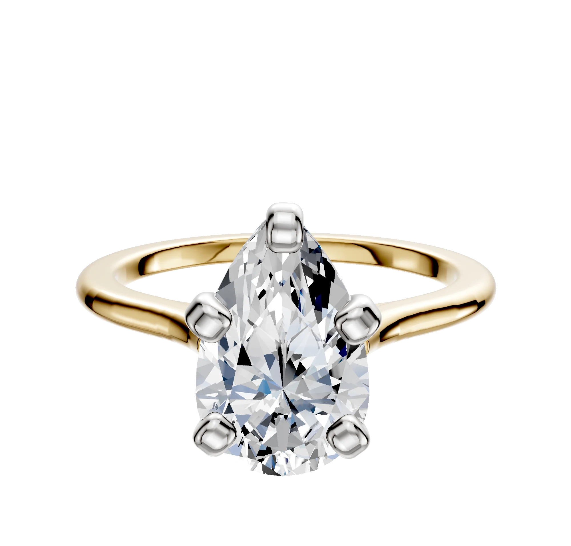 14K Two Tone 4 Prong Cathedral Dome 1.5mm Engagement Ring