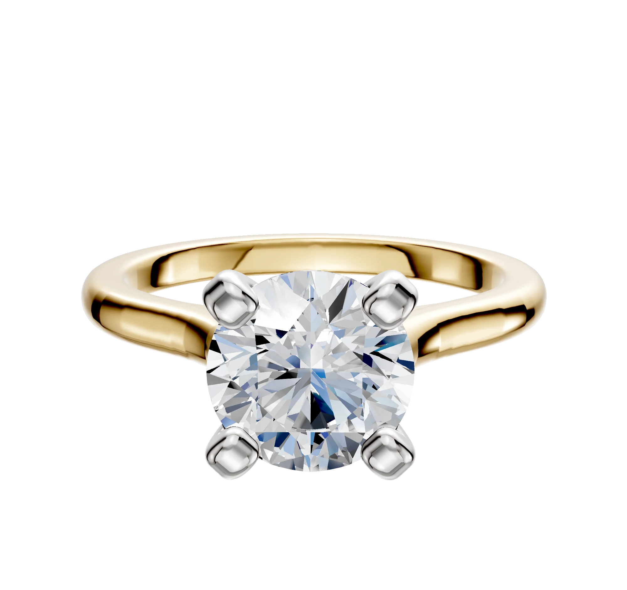 14K Two Tone 4 Prong Cathedral Dome 2.0mm Engagement Ring