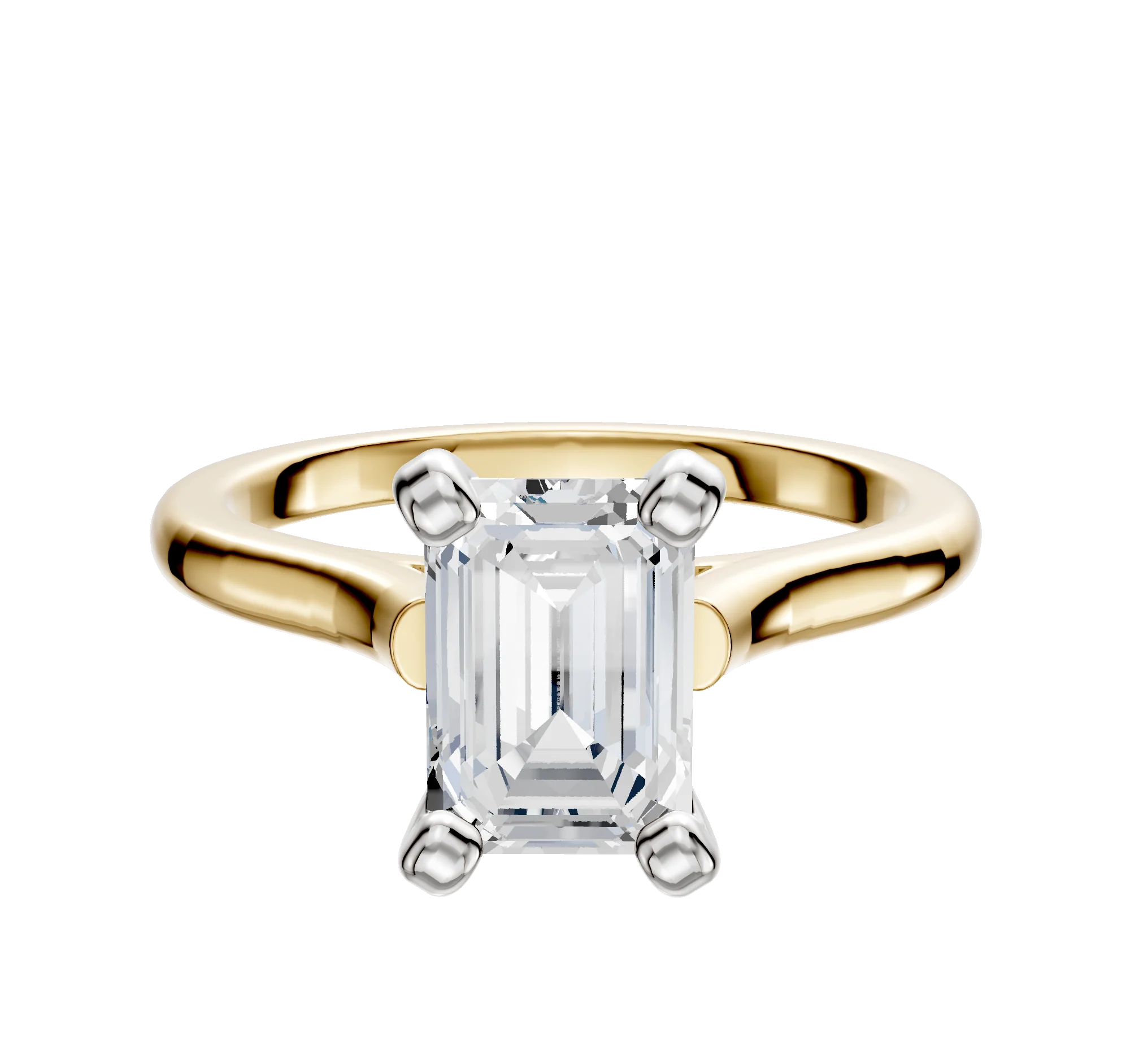 14K Two Tone 4 Prong Cathedral Dome 2.0mm Engagement Ring