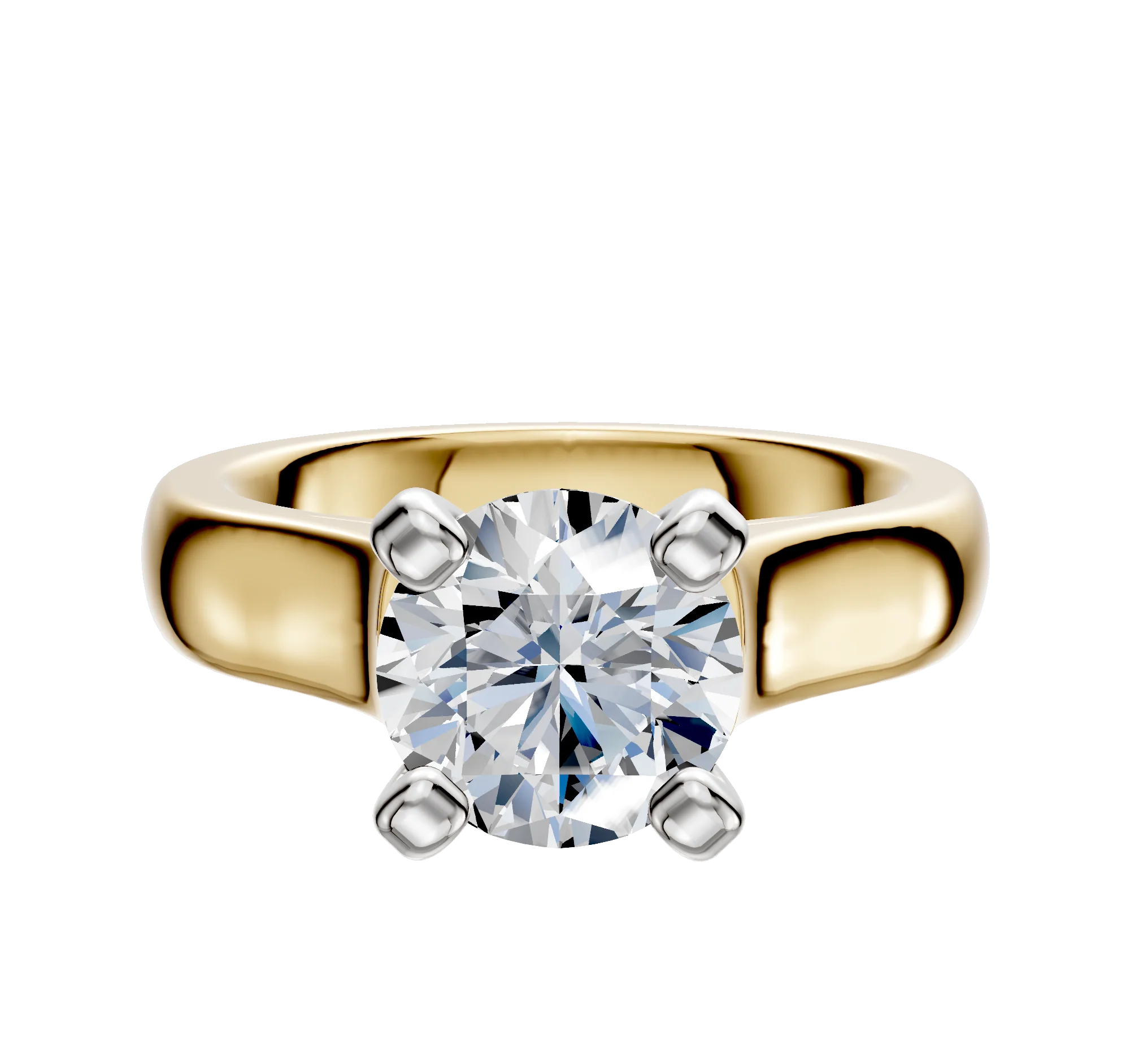 14K Two Tone 4 Prong Cathedral Dome 4.0mm Engagement Ring