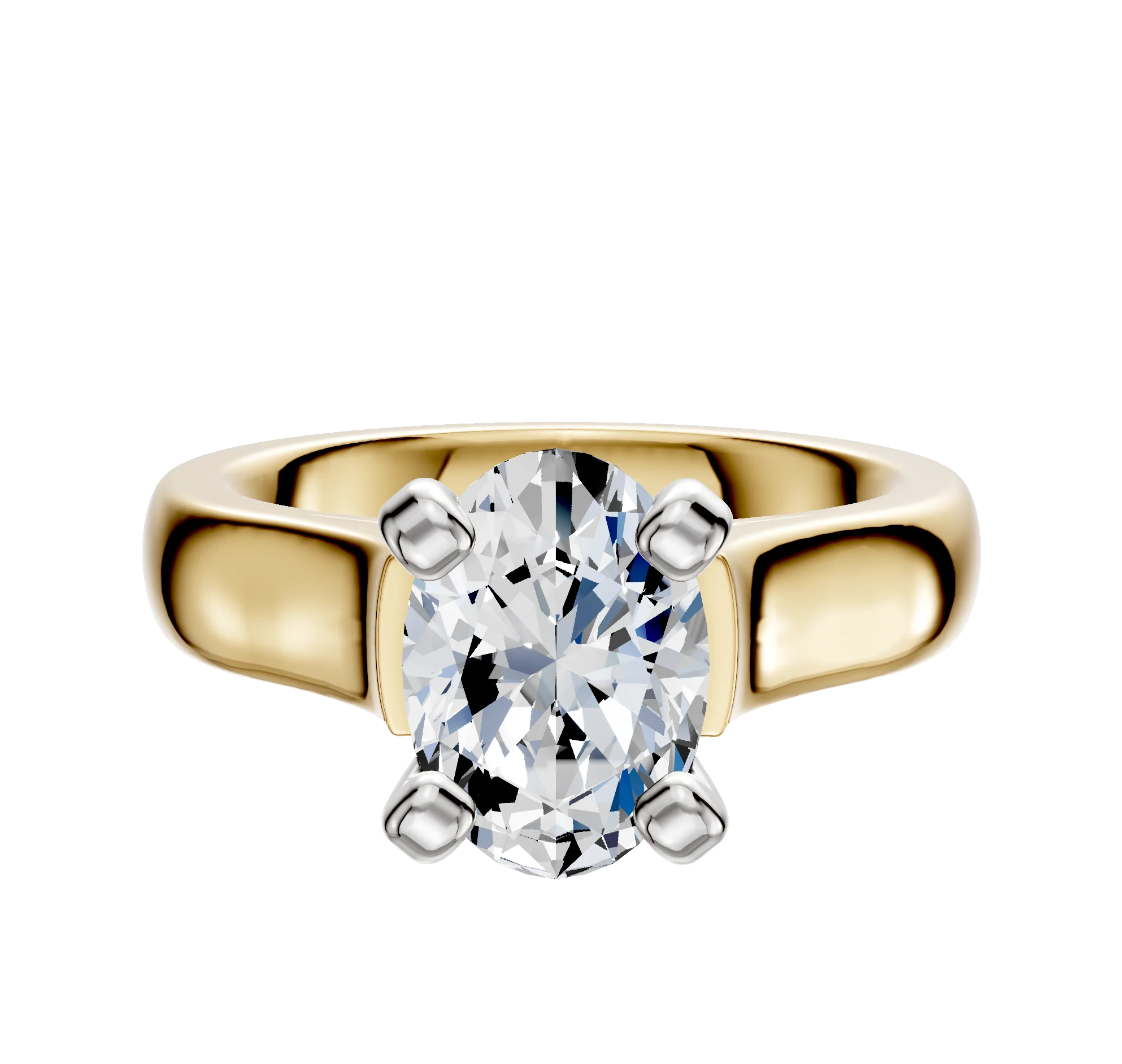 14K Two Tone 4 Prong Cathedral Dome 4.0mm Engagement Ring