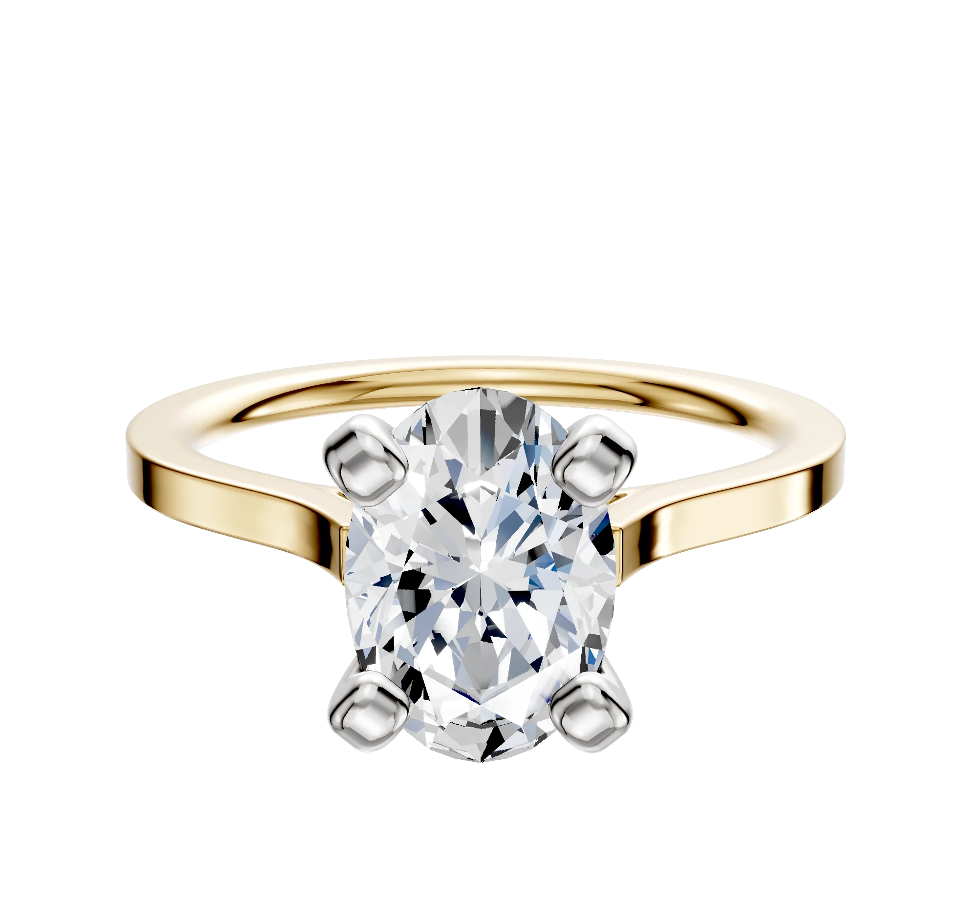 14K Two Tone 4 Prong Cathedral Flat 1.5mm Engagement Ring
