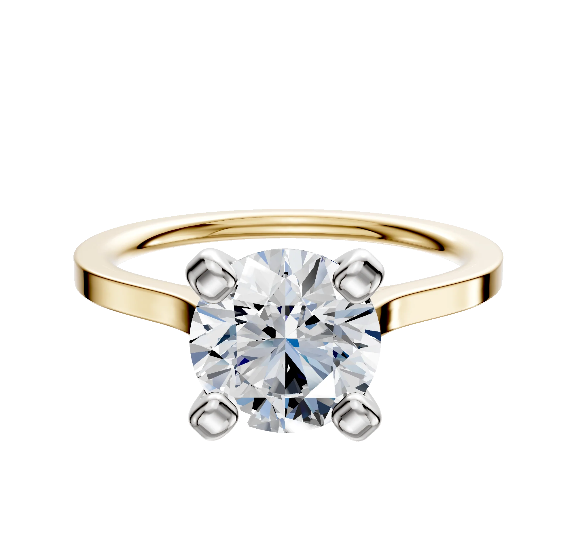 14K Two Tone 4 Prong Cathedral Flat 1.5mm Engagement Ring