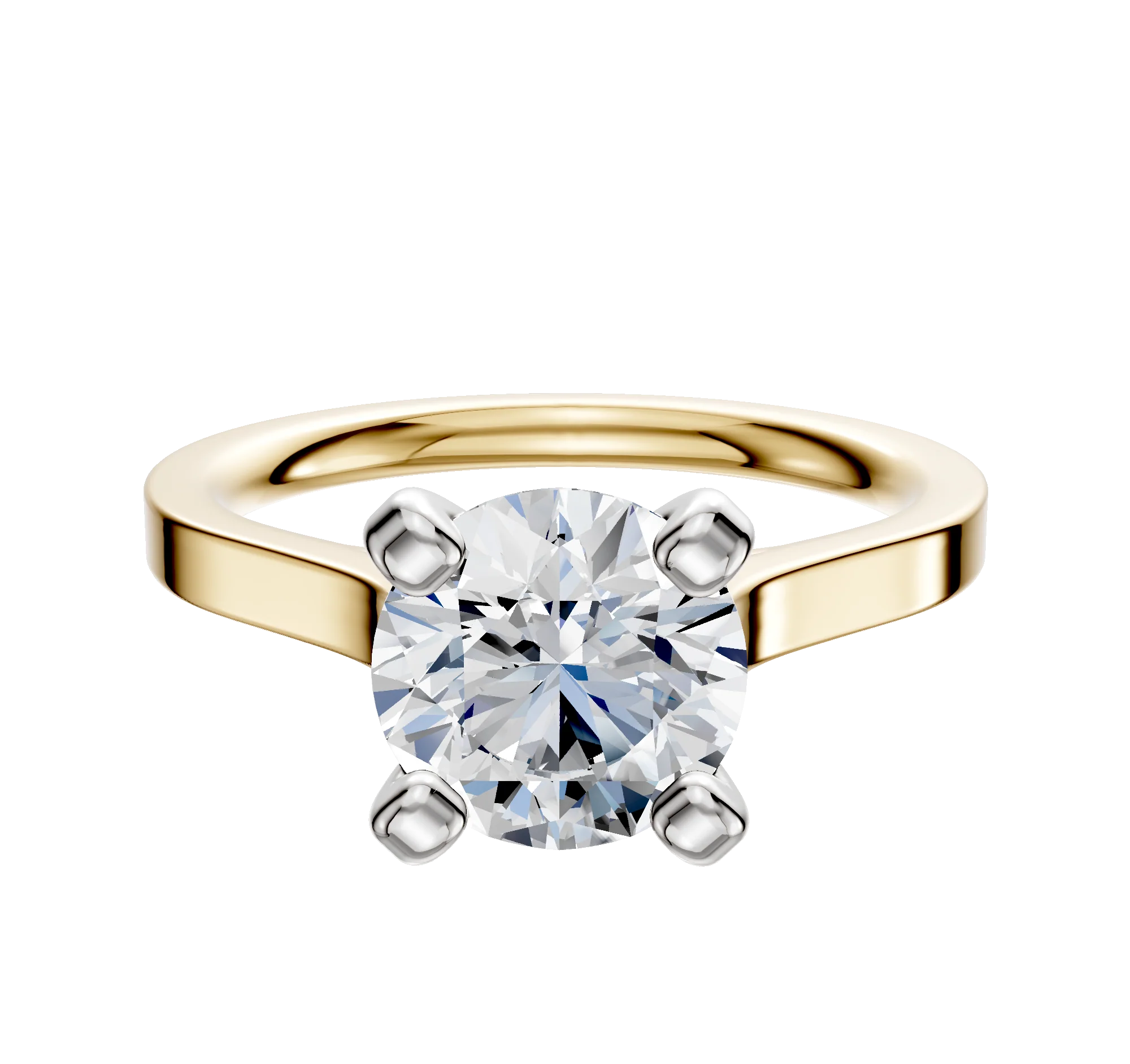 14K Two Tone 4 Prong Cathedral Flat 2.0mm Engagement Ring