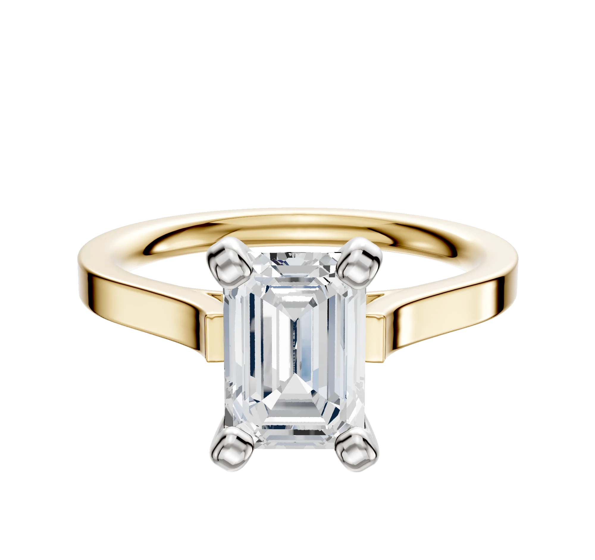 14K Two Tone 4 Prong Cathedral Flat 2.0mm Engagement Ring