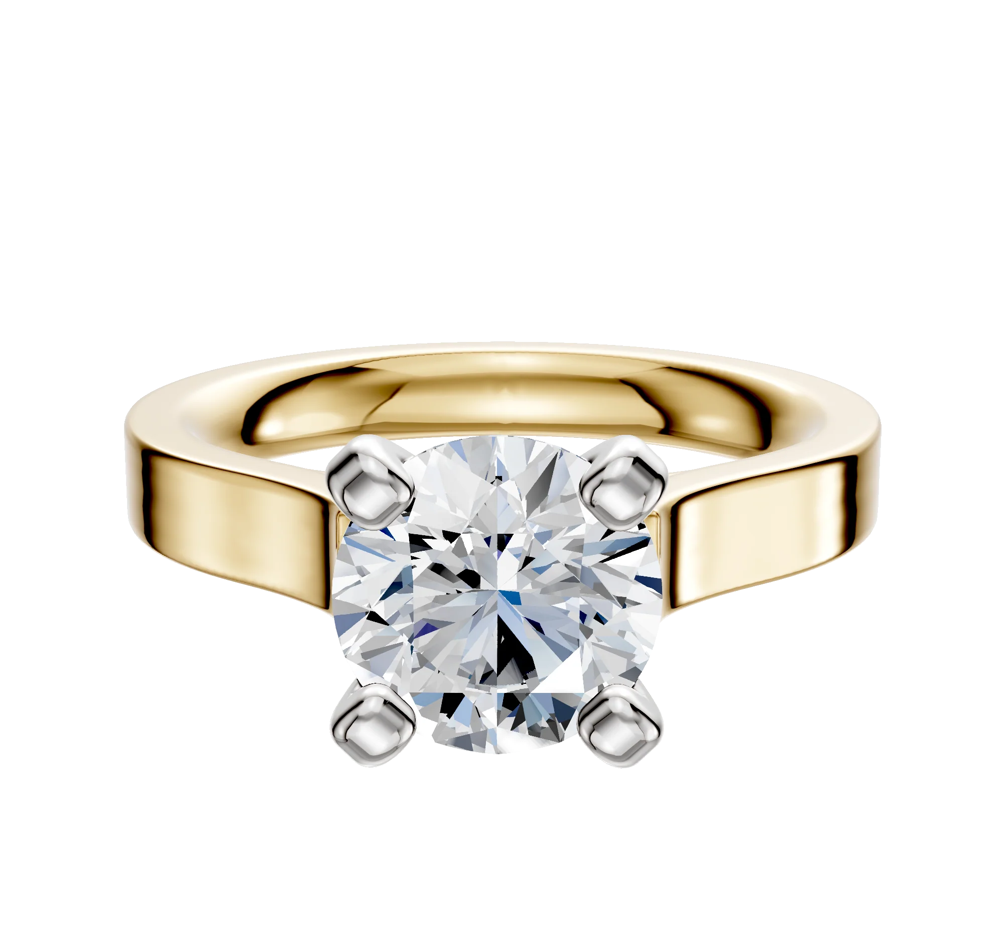 14K Two Tone 4 Prong Cathedral Flat 3.0mm Engagement Ring