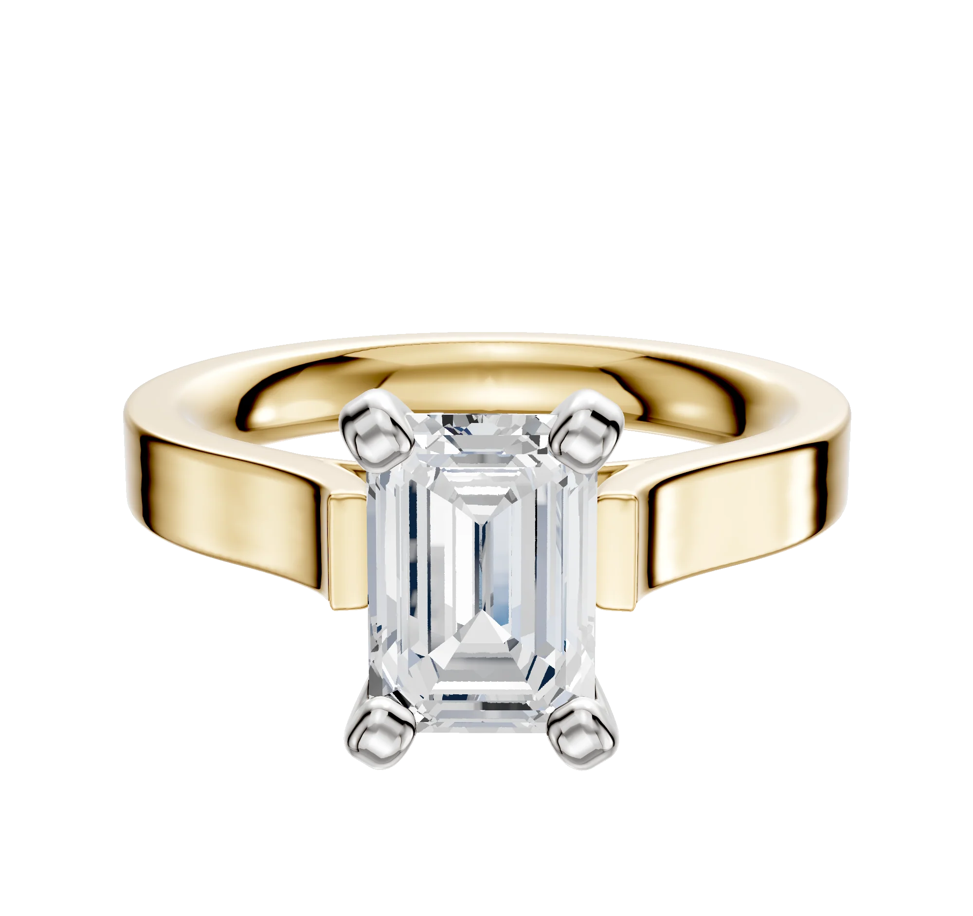 14K Two Tone 4 Prong Cathedral Flat 3.0mm Engagement Ring