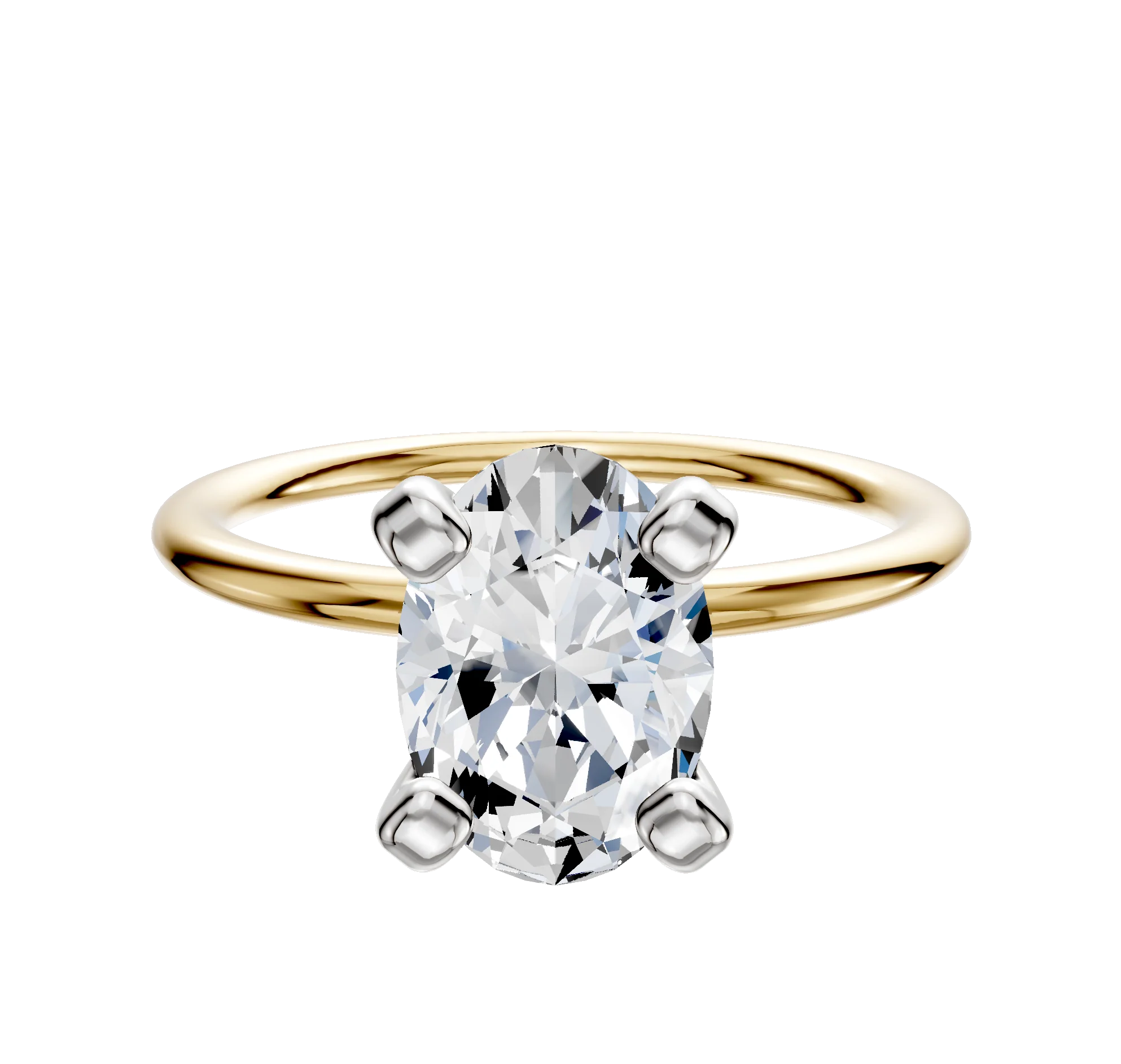 14K Two Tone 4 Prong Classic Dome 1.5mm Engagement Ring