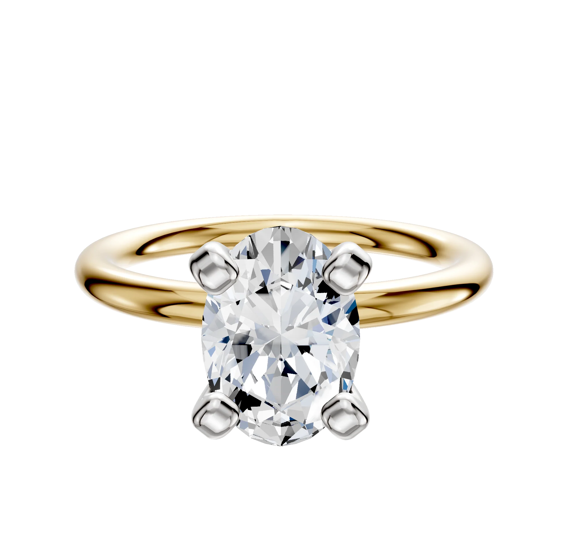 14K Two Tone 4 Prong Classic Dome 2.0mm Engagement Ring