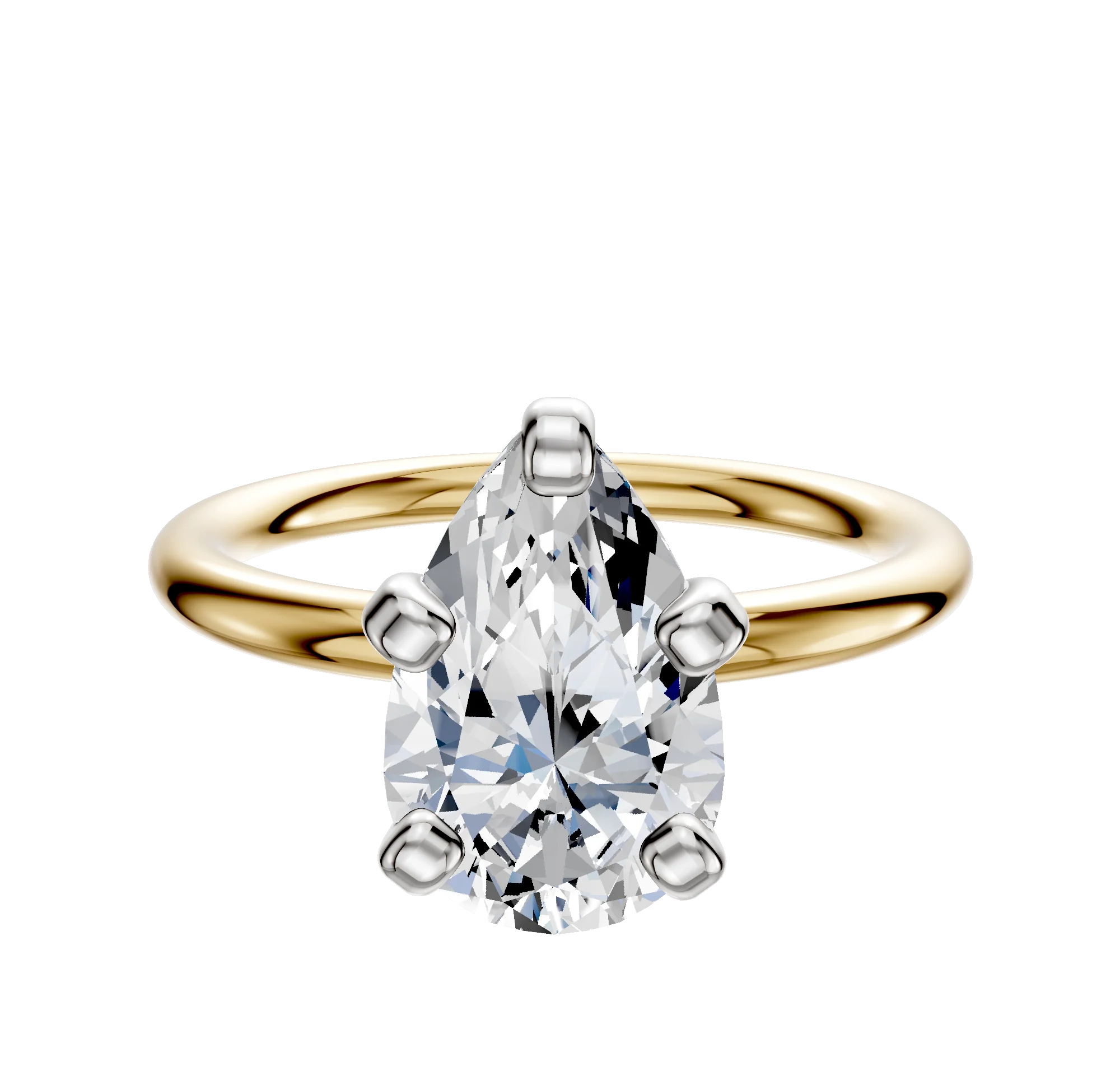 14K Two Tone 4 Prong Classic Dome 2.0mm Engagement Ring