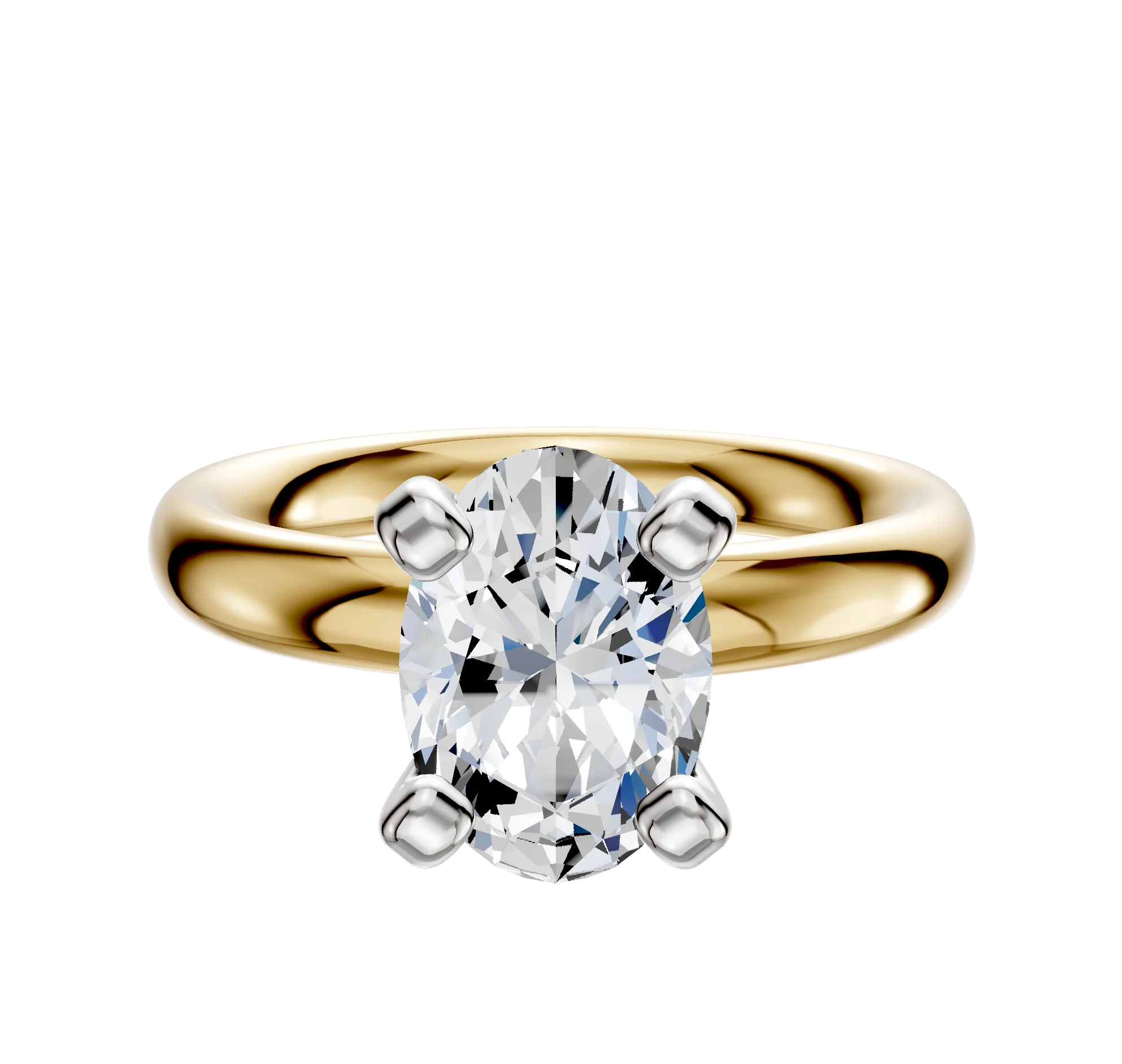 14K Two Tone 4 Prong Classic Dome 3.0mm Engagement Ring