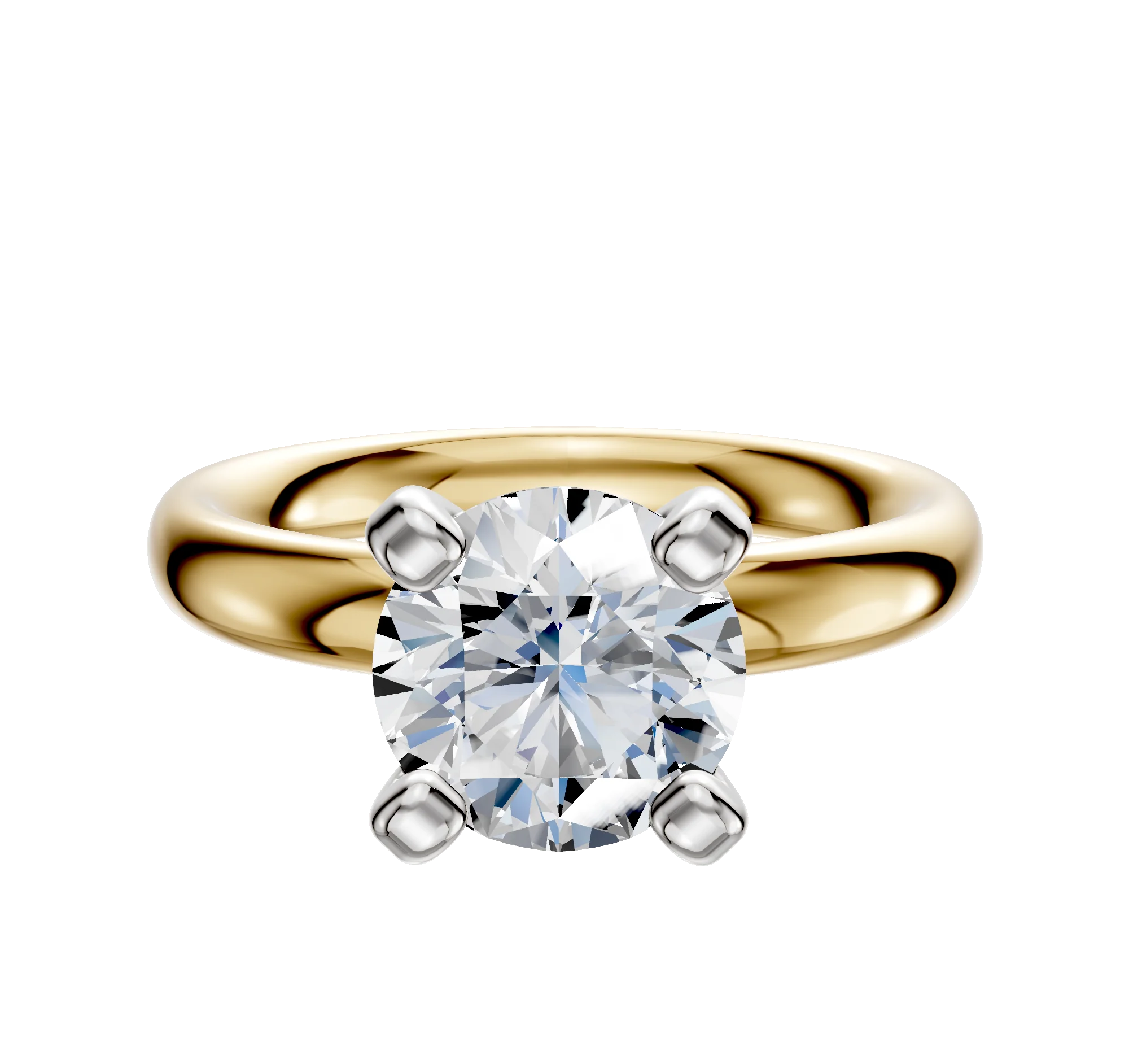 14K Two Tone 4 Prong Classic Dome 3.0mm Engagement Ring