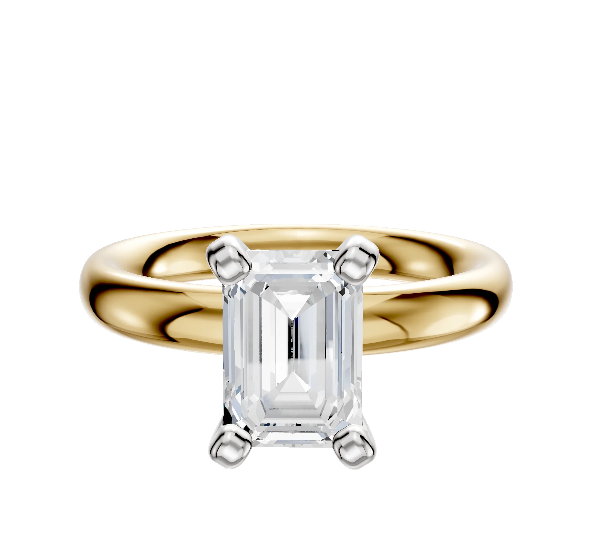 14K Two Tone 4 Prong Classic Dome 3.0mm Engagement Ring