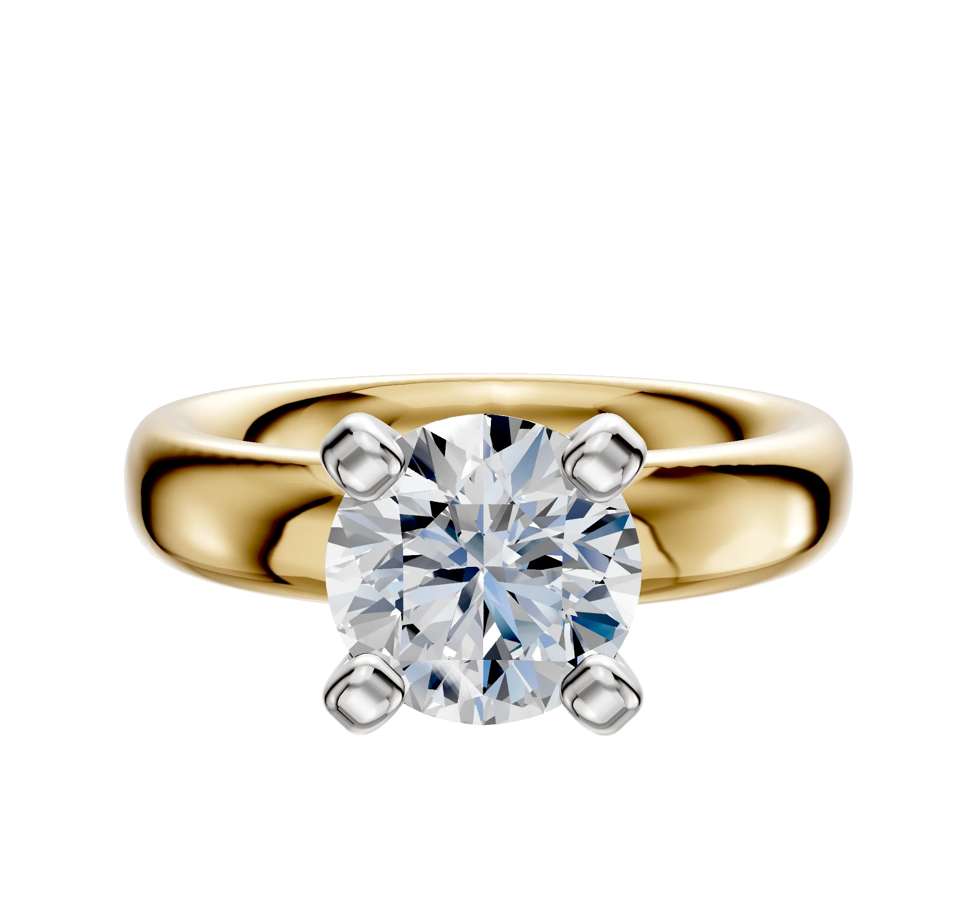 14K Two Tone 4 Prong Classic Dome 4.0mm Engagement Ring