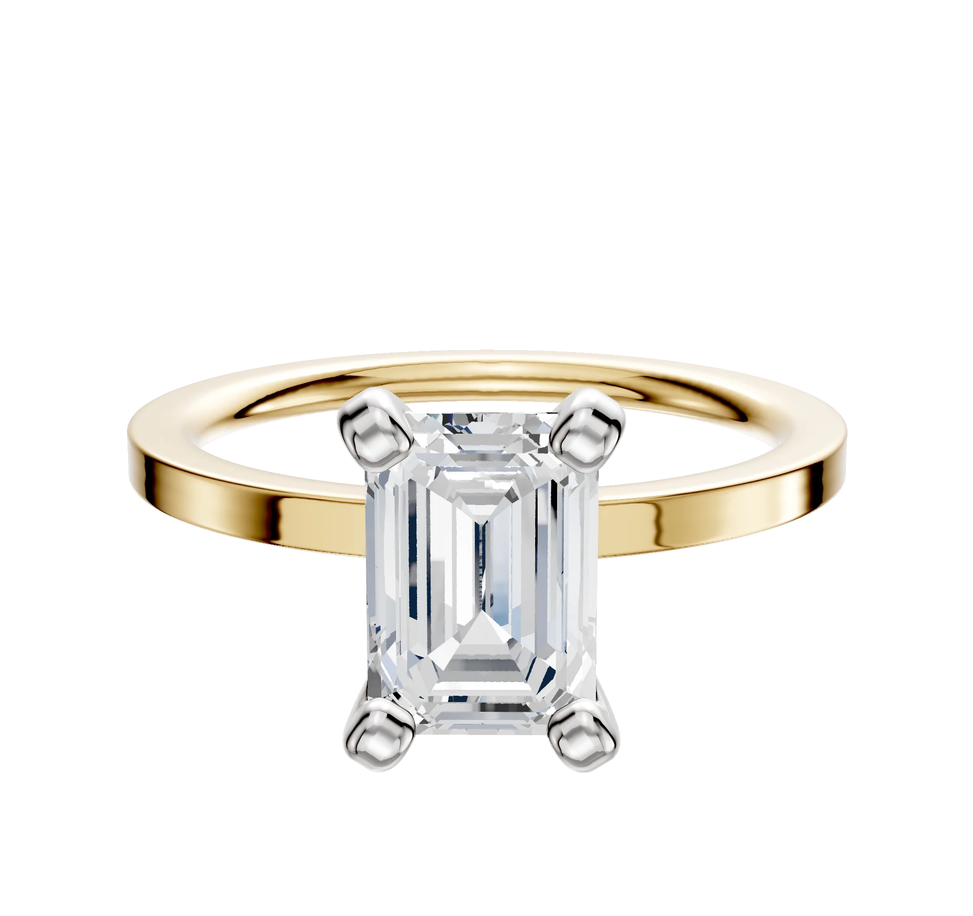 14K Two Tone 4 Prong Classic Flat 1.5mm Engagement Ring