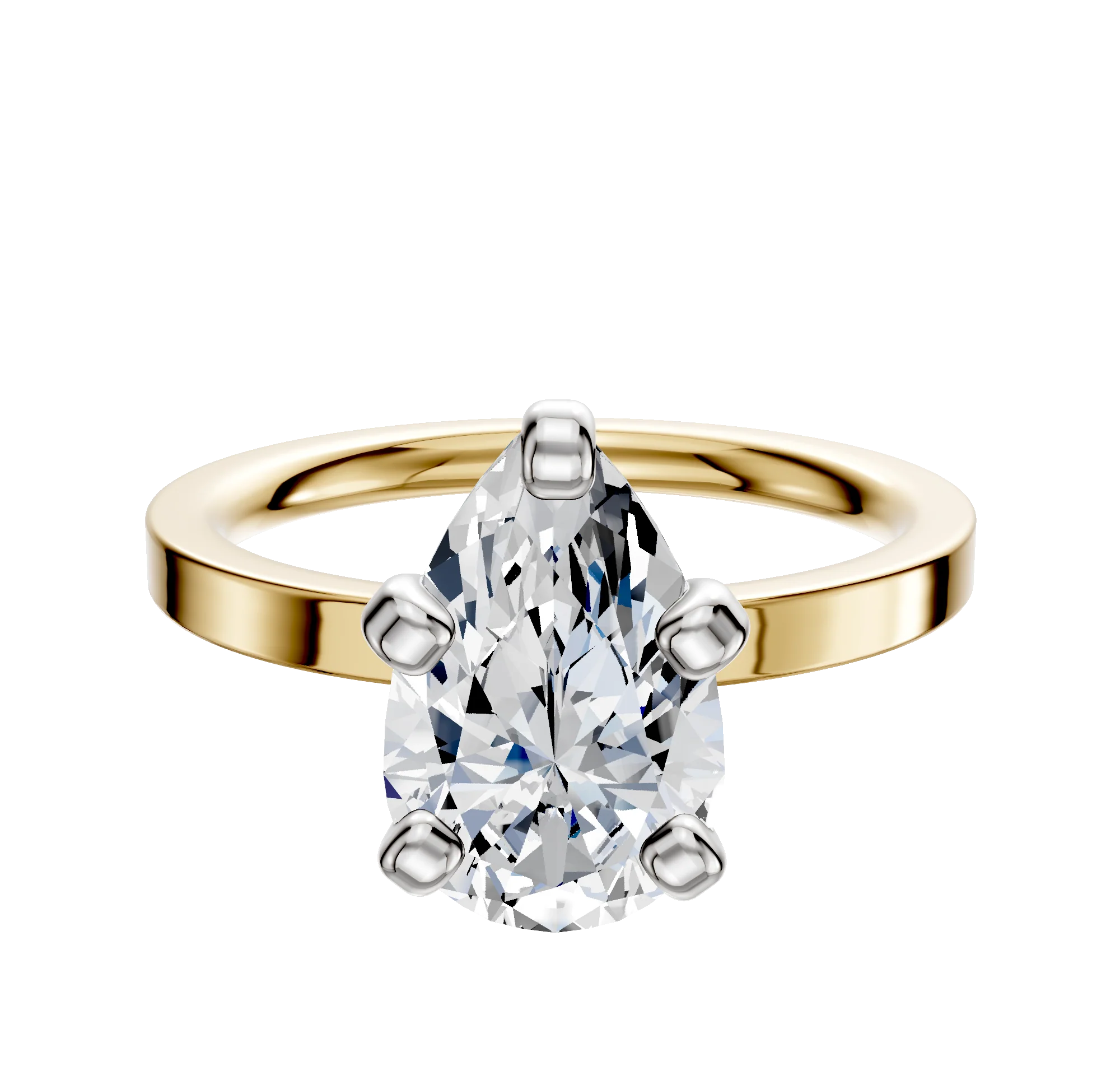 14K Two Tone 4 Prong Classic Flat 2.0mm Engagement Ring