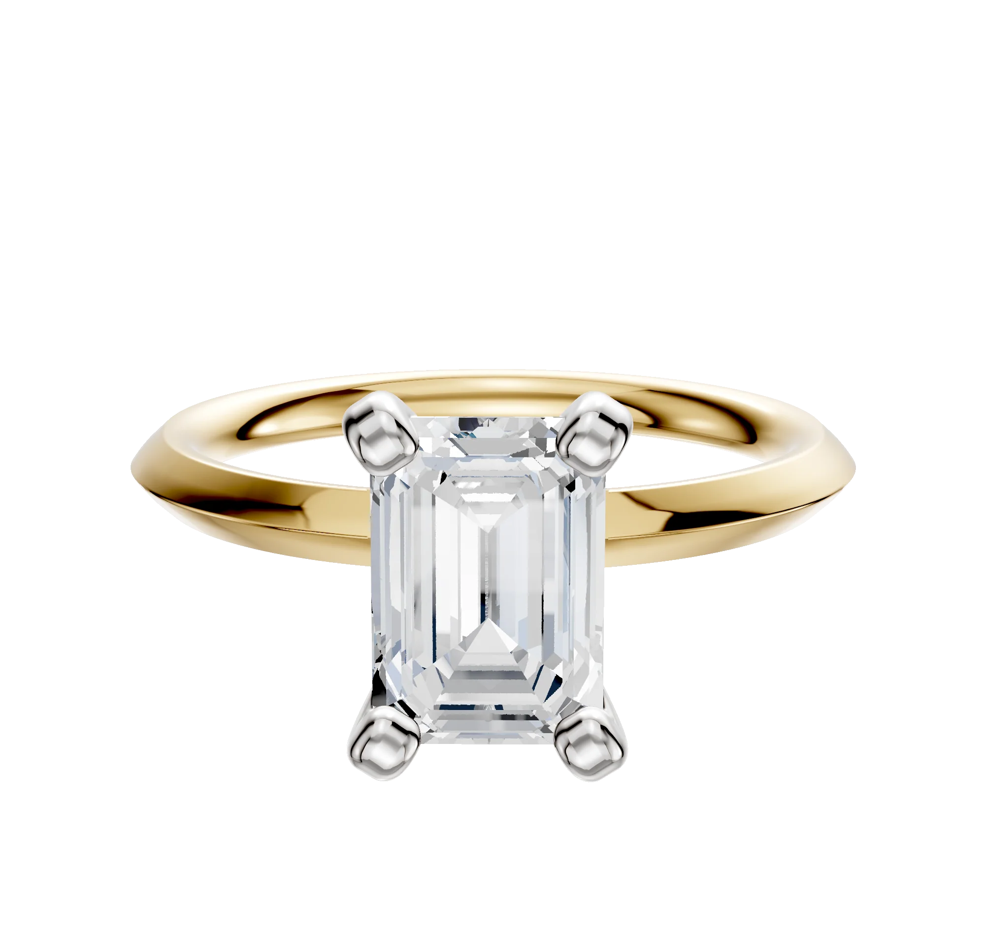 14K Two Tone 4 Prong Classic Knife Edge 2.0mm Engagement Ring