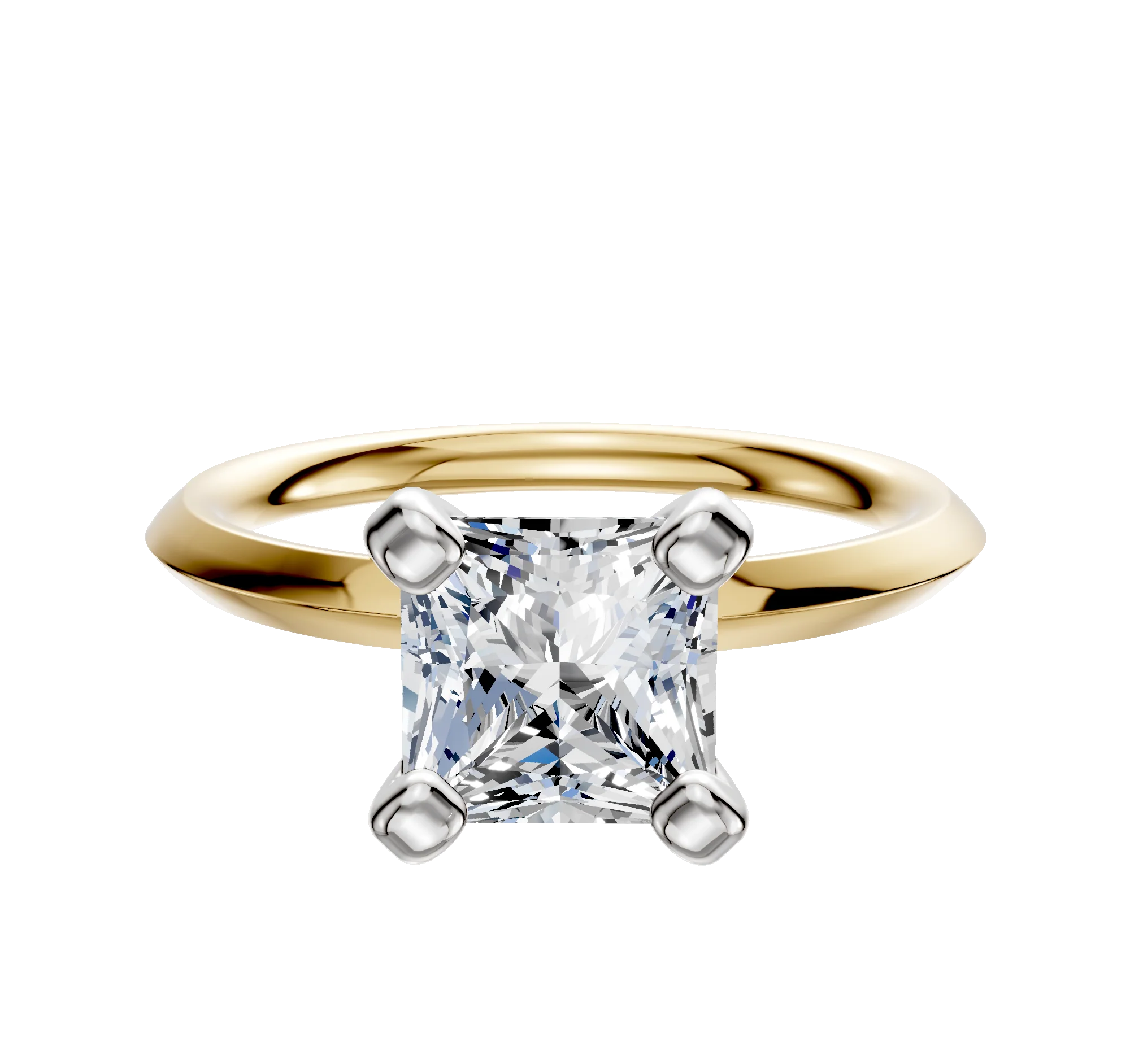 14K Two Tone 4 Prong Classic Knife Edge 2.0mm Engagement Ring