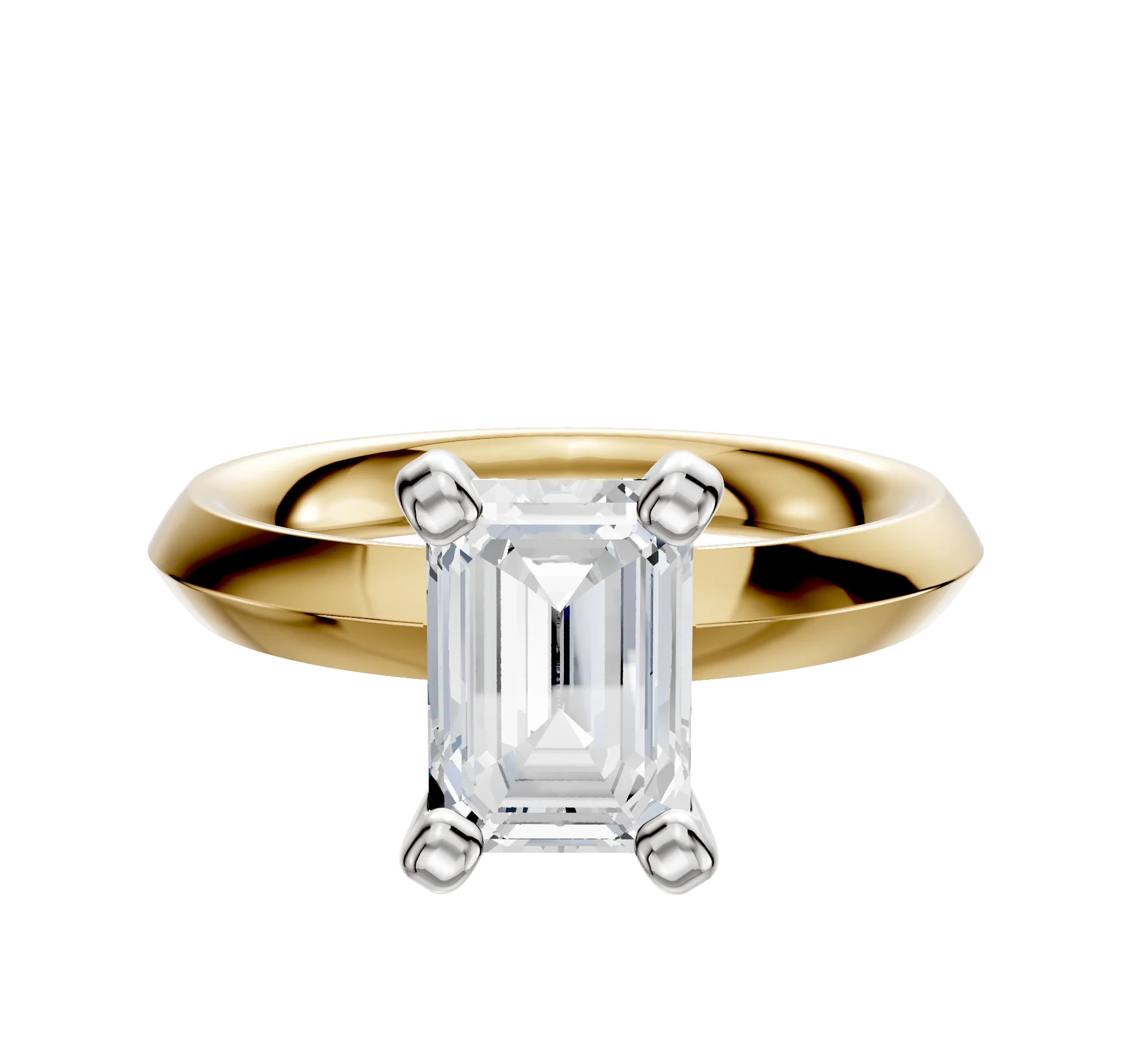 14K Two Tone 4 Prong Classic Knife Edge 3.0mm Engagement Ring