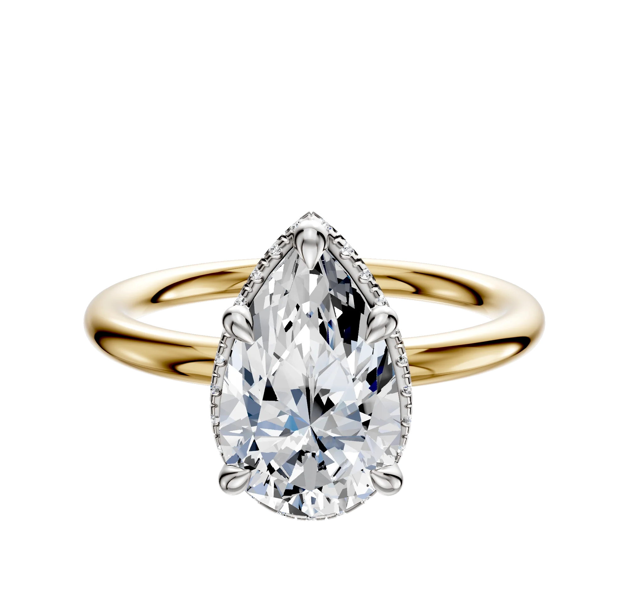 14K Two Tone 4 Prong Collar Classic Dome 2.0mm Engagement Ring